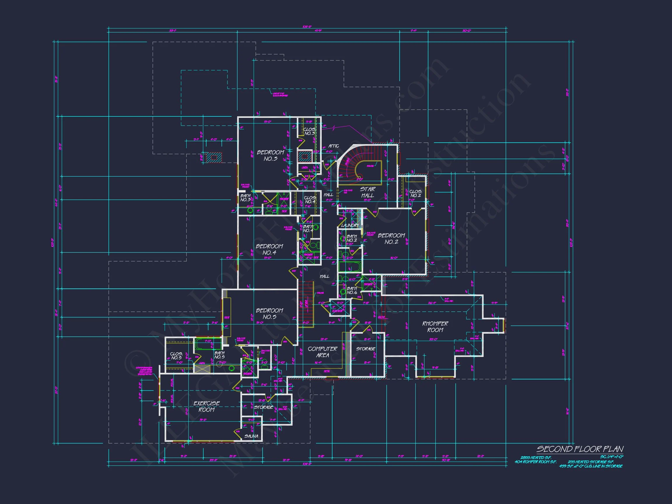 Spacious 5-Bedroom house Floor Plan with Detailed CAD Designs