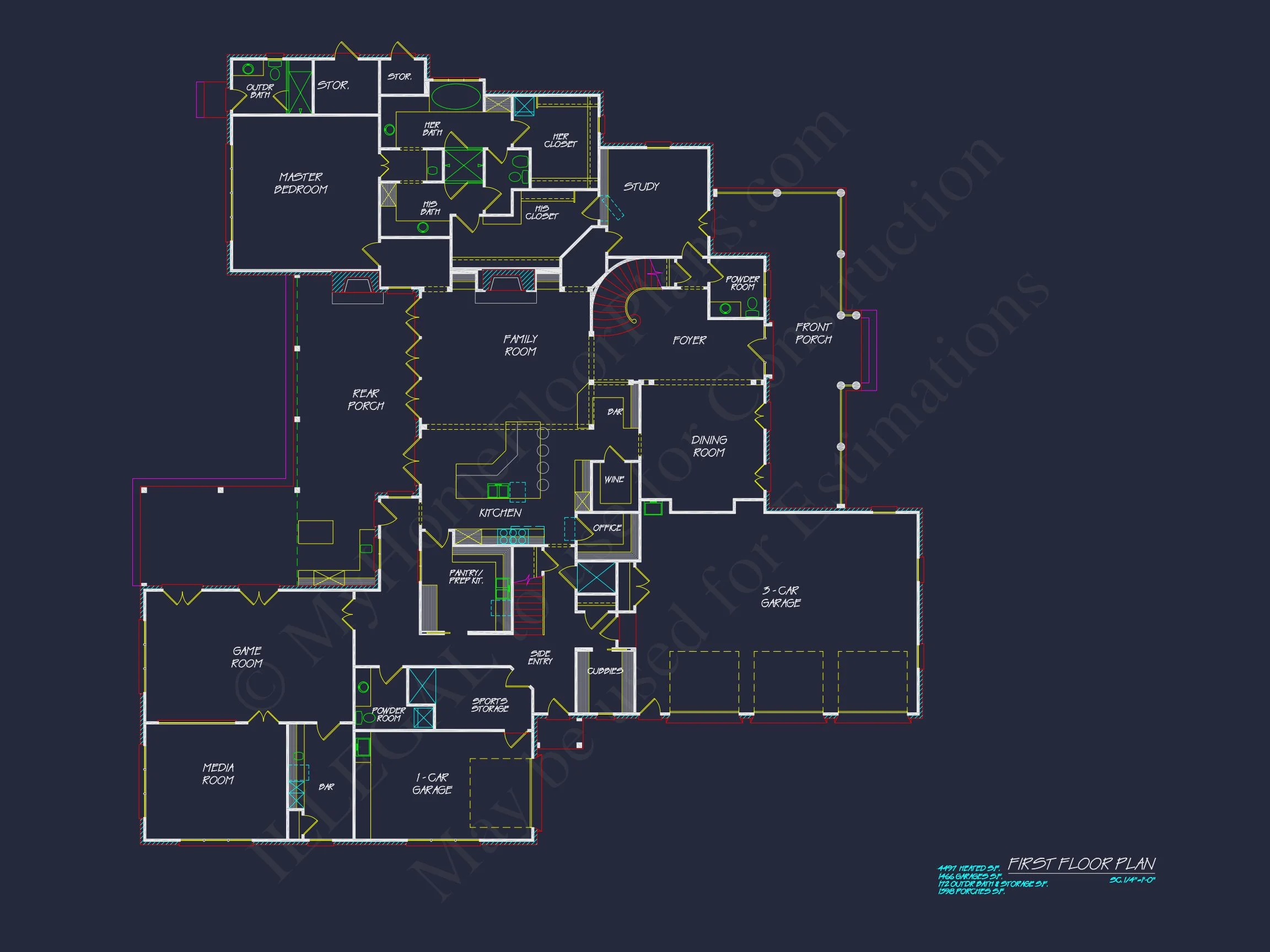 Spacious 5-Bedroom house Floor Plan with Detailed CAD Designs