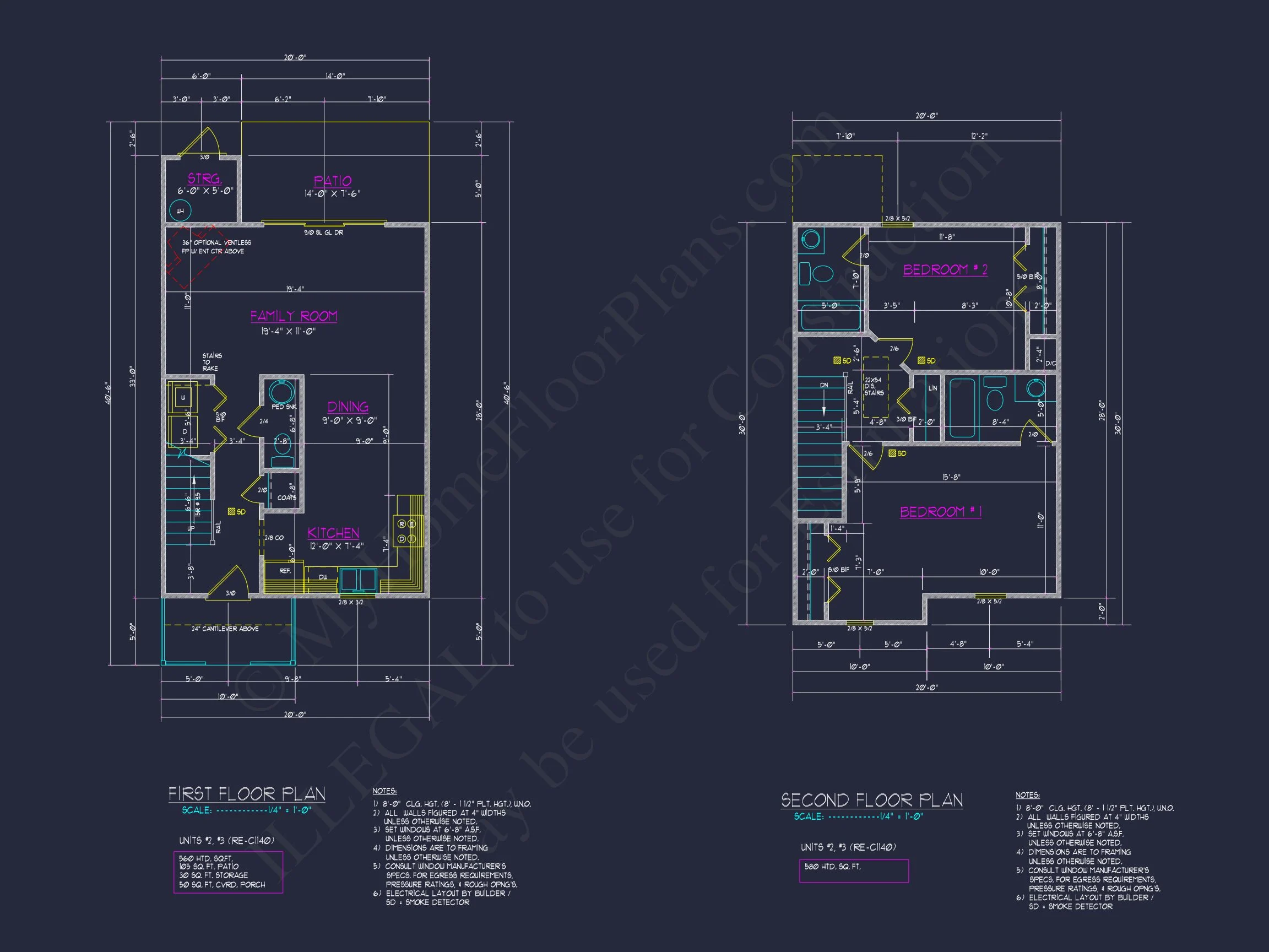8-1333 HOUSE PLAN - Colonial Duplex House Plan with 2 Floors & CAD Designs 7 Colonial Duplex house Plan with 2 Floors & CAD Designs