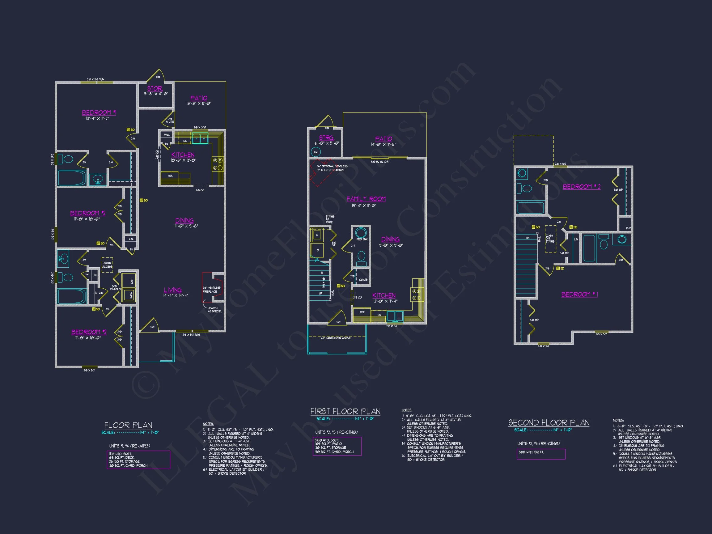 8-1333 HOUSE PLAN - Colonial Duplex House Plan with 2 Floors & CAD Designs 5 Colonial Duplex house Plan with 2 Floors & CAD Designs