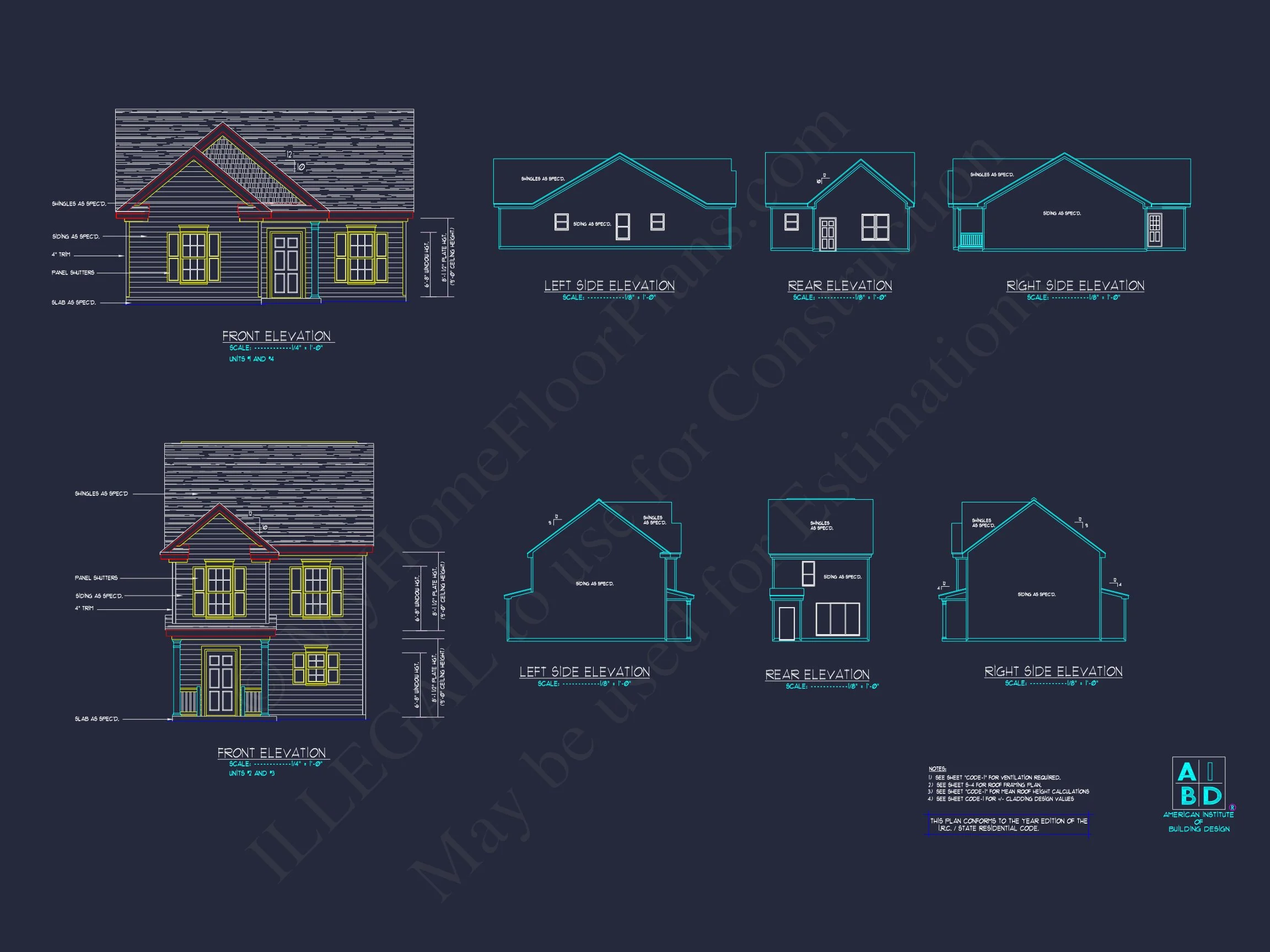 8-1333 HOUSE PLAN - Colonial Duplex House Plan with 2 Floors & CAD Designs 3 Colonial Duplex house Plan with 2 Floors & CAD Designs