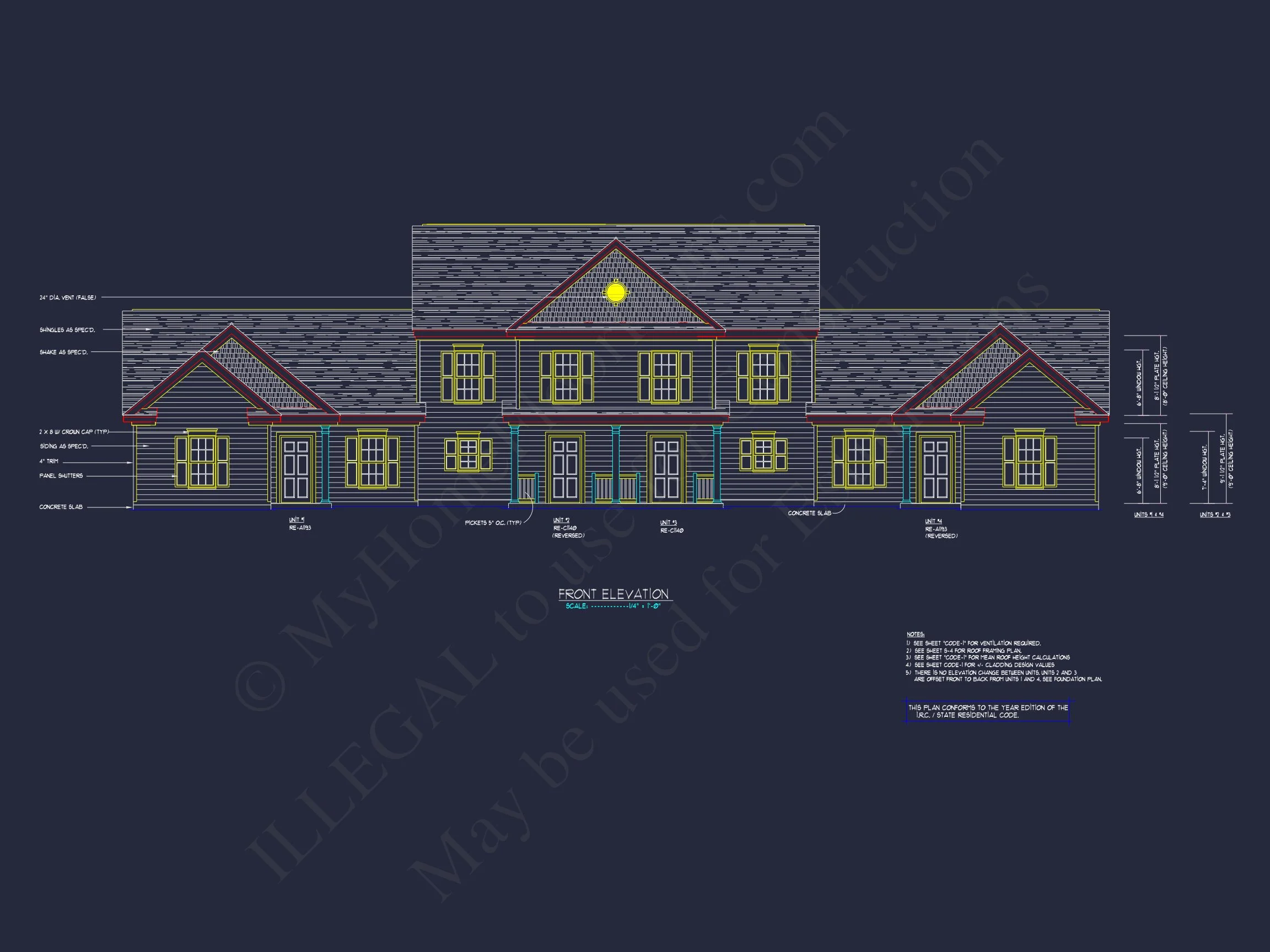 8-1333 HOUSE PLAN - Colonial Duplex House Plan with 2 Floors & CAD Designs 2 Colonial Duplex house Plan with 2 Floors & CAD Designs