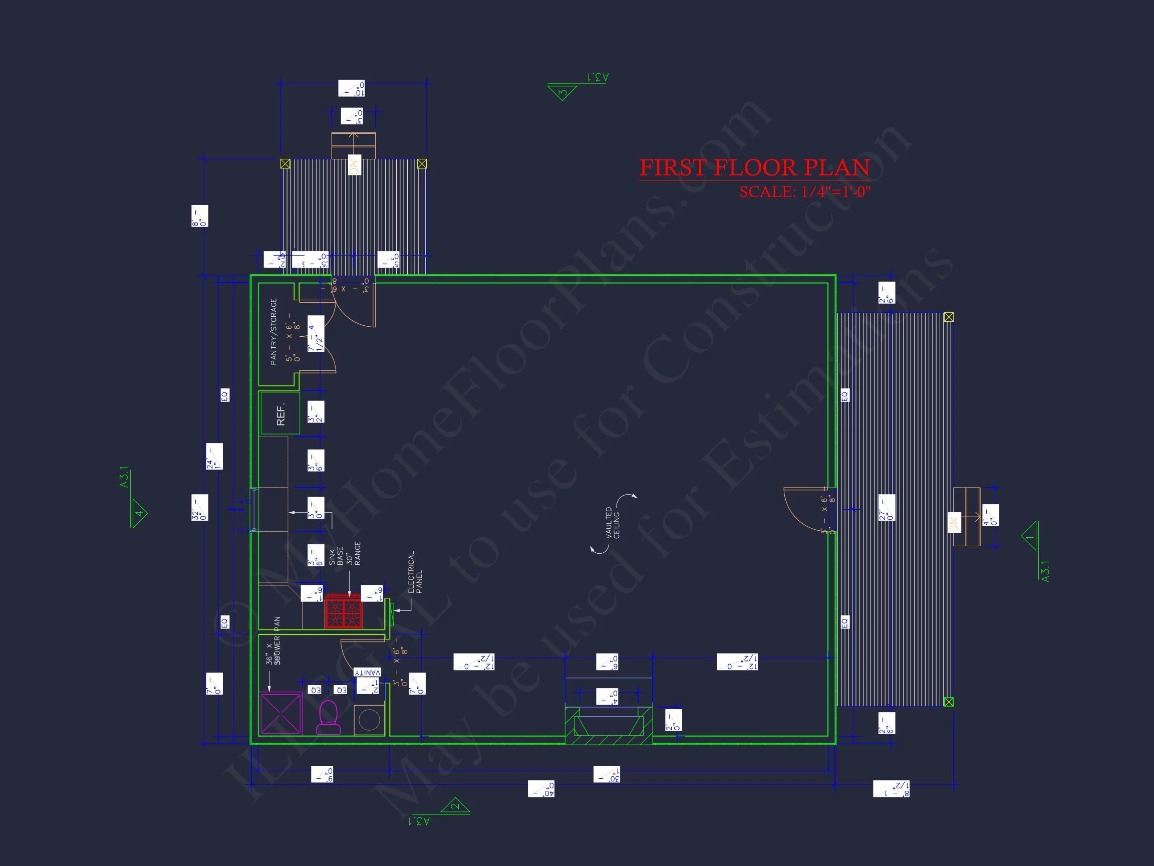 20-1407 CABIN PLAN - Cozy Cabin House Floor Plan with CAD Designs & Blueprint 6 Cozy Cabin house Floor Plan with CAD Designs & Blueprint