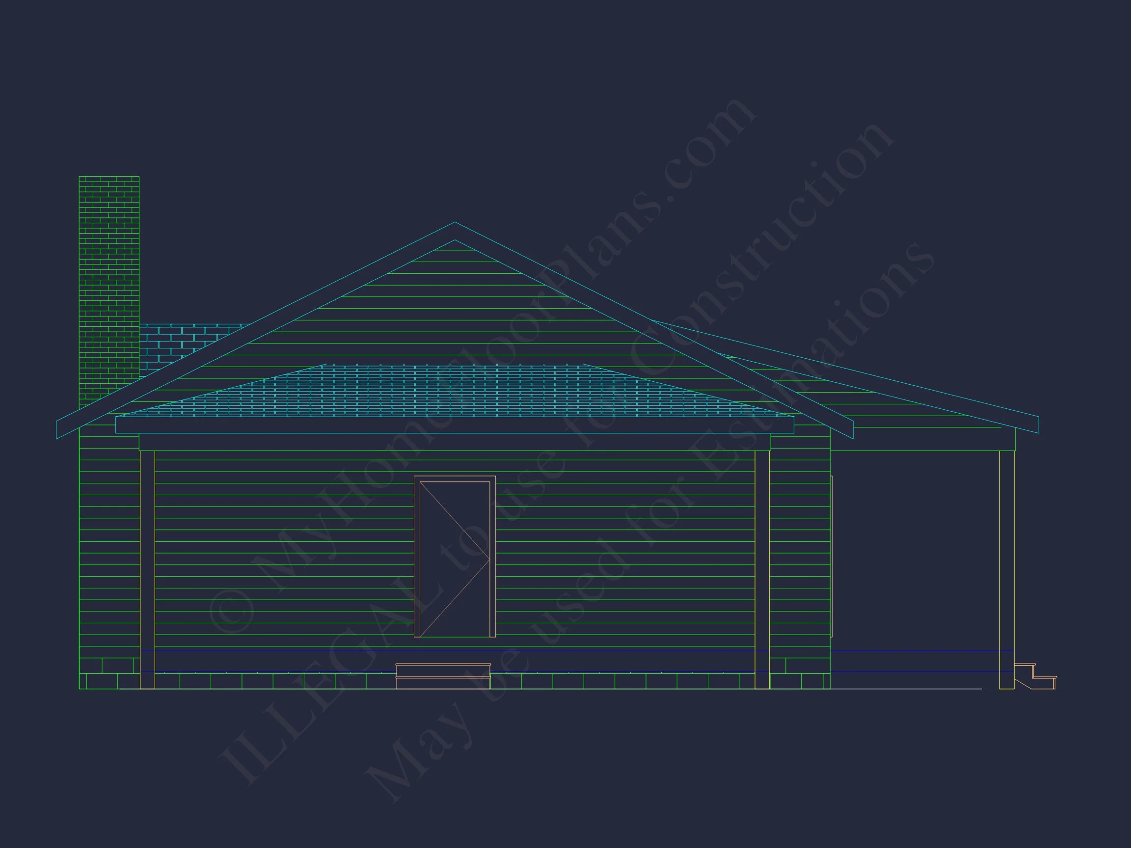 20-1407 CABIN PLAN - Cozy Cabin House Floor Plan with CAD Designs & Blueprint 3 Cozy Cabin house Floor Plan with CAD Designs & Blueprint