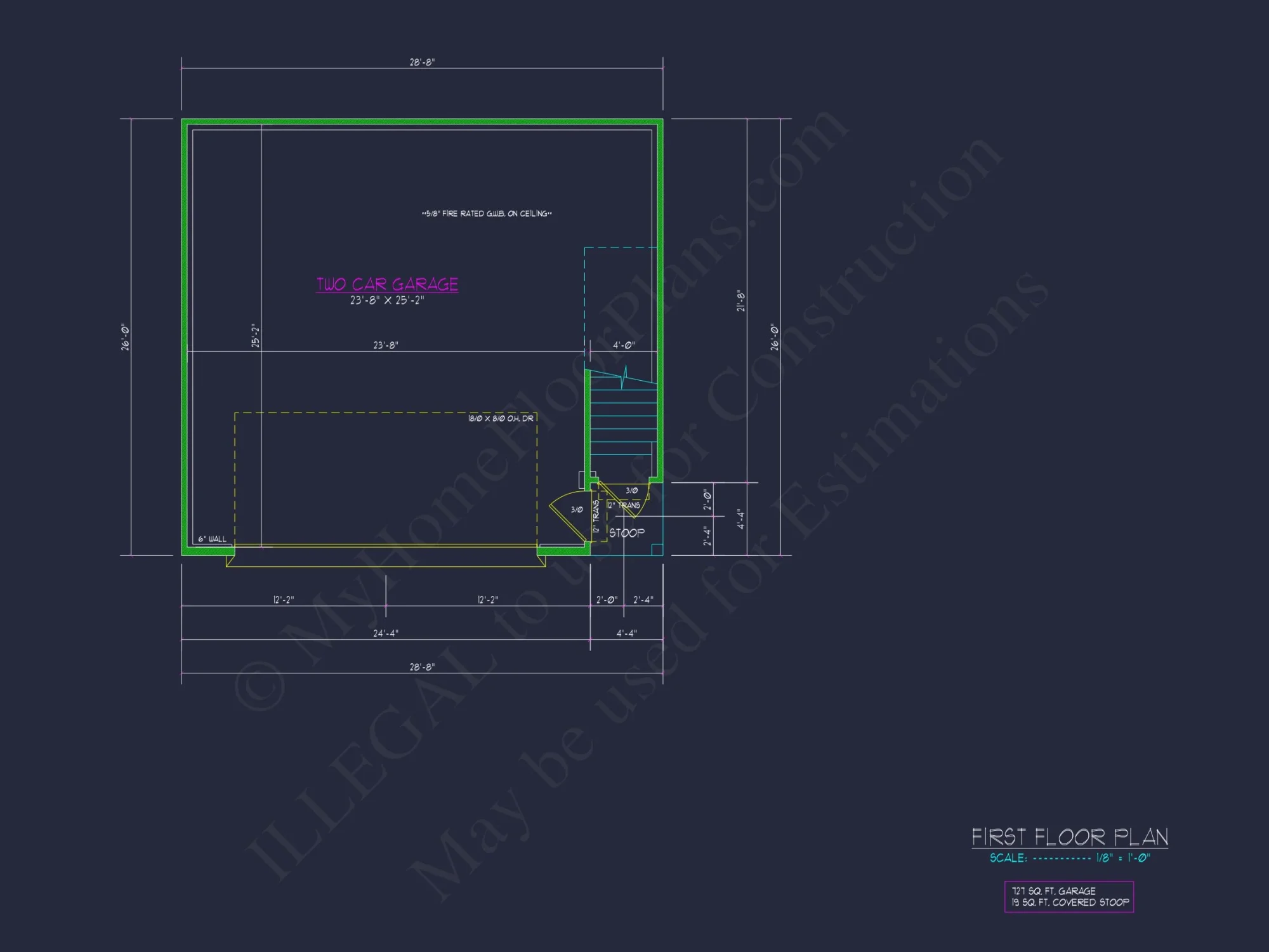 Compact house Plan: 2-Level Garage with Living Space Design