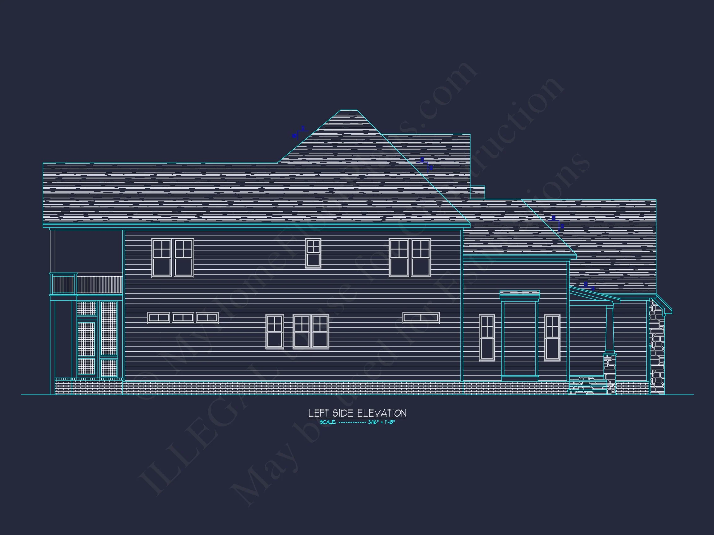 Traditional Craftsman house Plan with 2-Story Design & CAD Blueprints