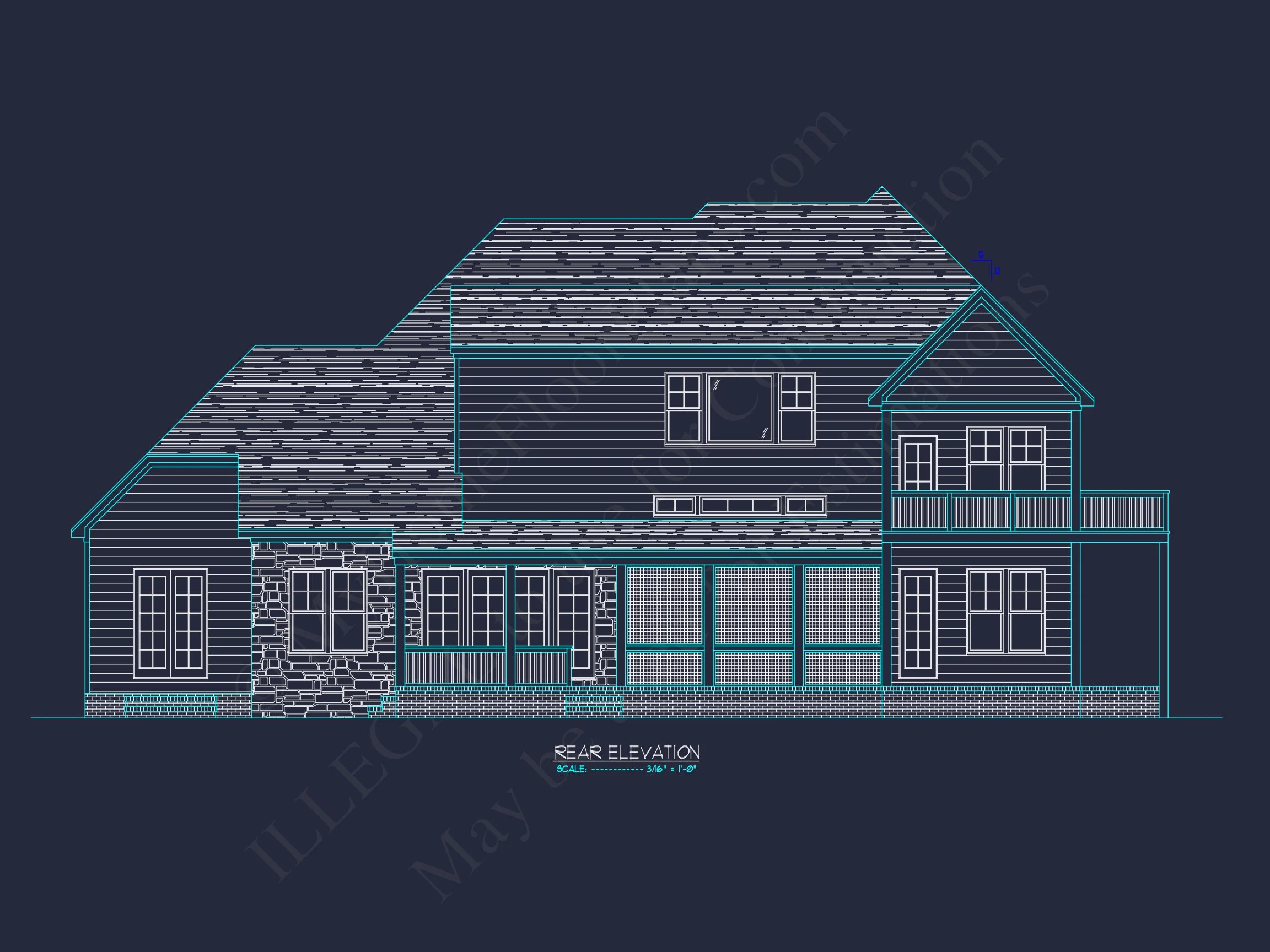 Traditional Craftsman house Plan with 2-Story Design & CAD Blueprints