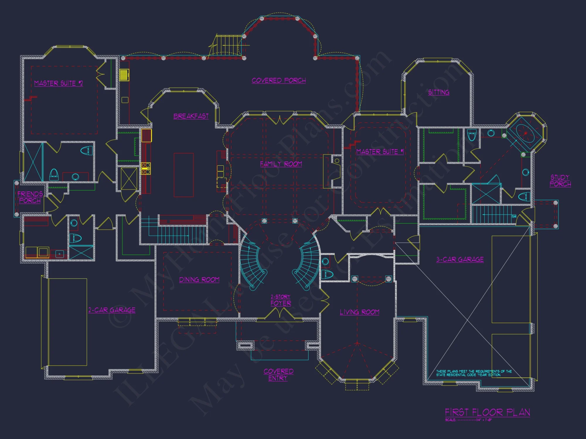 Elegant house Design Blueprint with 3 Floors & 7+ Bedrooms