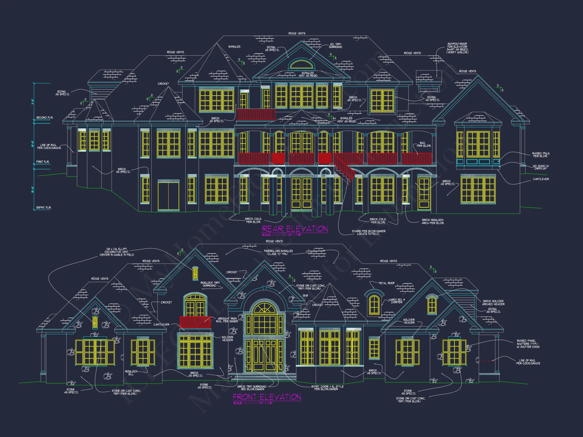 Elegant house Design Blueprint with 3 Floors & 7+ Bedrooms