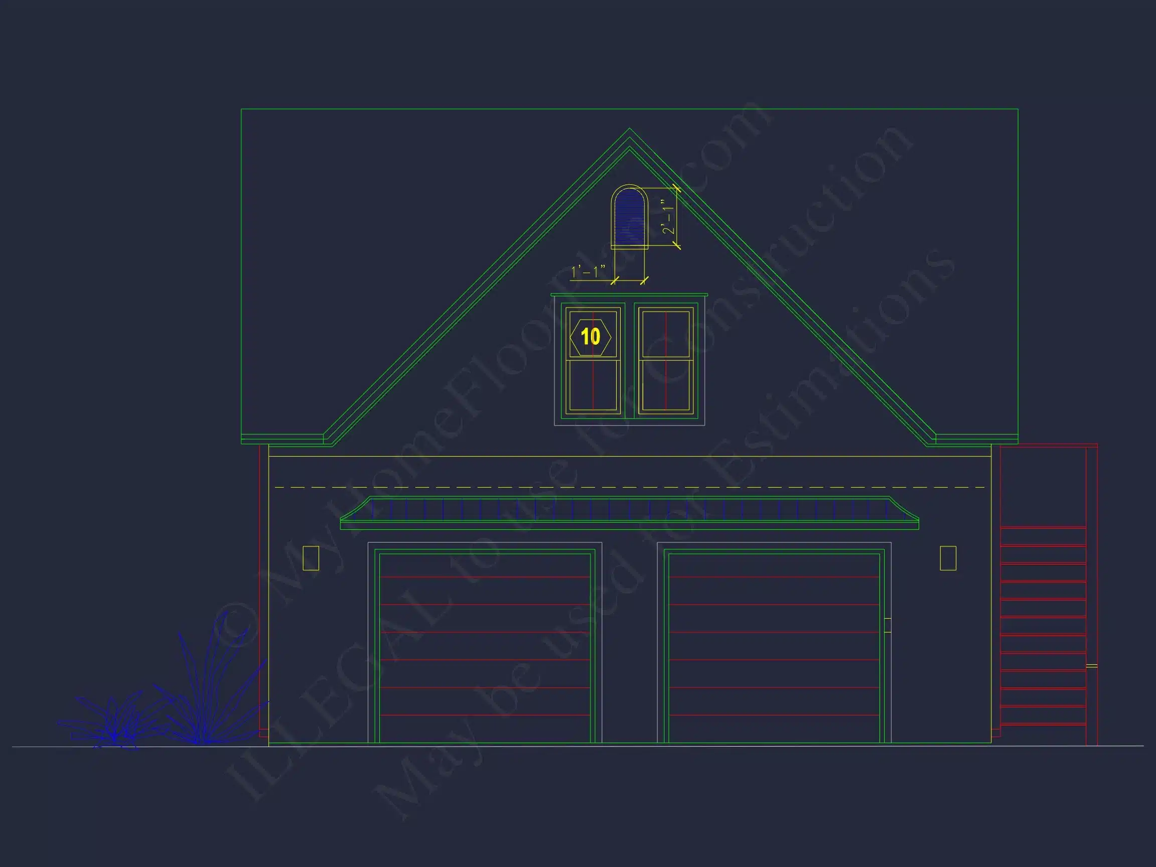 14-1724 GARAGE - Custom Garage House Plan with Living Space | Blueprint & CAD Designs 2 Blueprint & CAD Designs