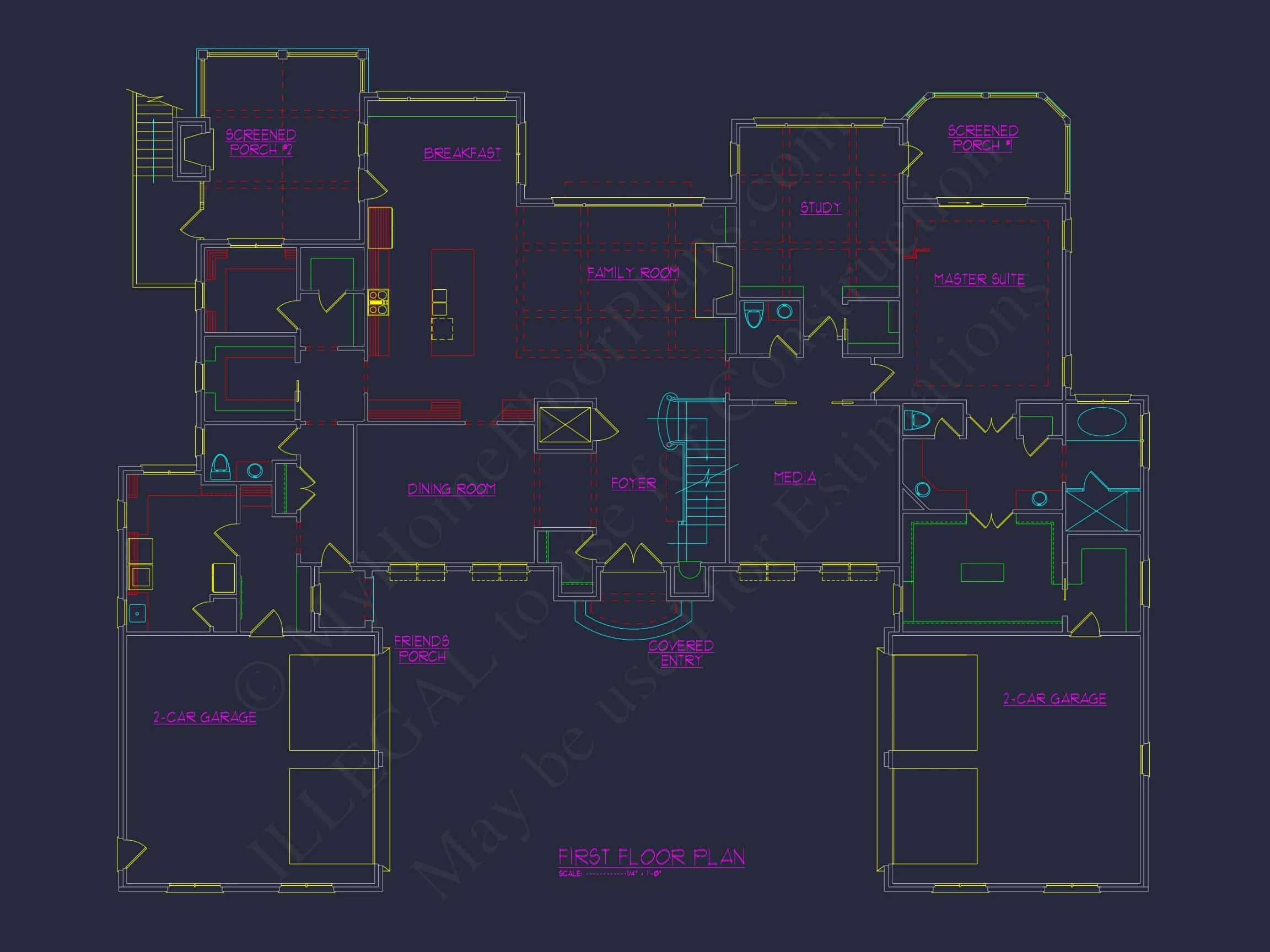 14-1690 HOUSE PLAN - Luxe House Floor Plan with Architectural Designs and CAD Blueprint 6 Luxe house Floor Plan with Architectural Designs and CAD Blueprint