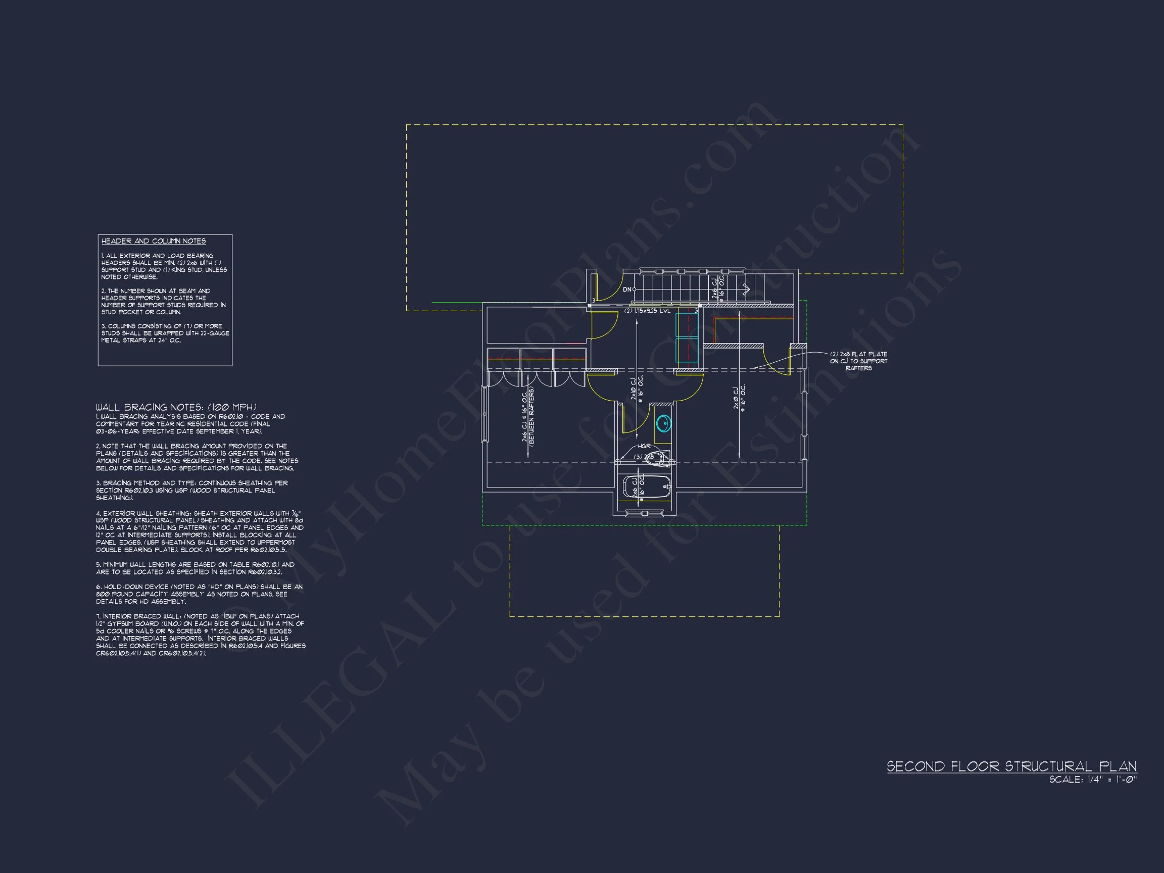 14-1666 HOUSE PLAN - 4-Bed, 3-Bath, 2400 SF Craftsman House Plan 10 2 Story house Design CAD Blueprint