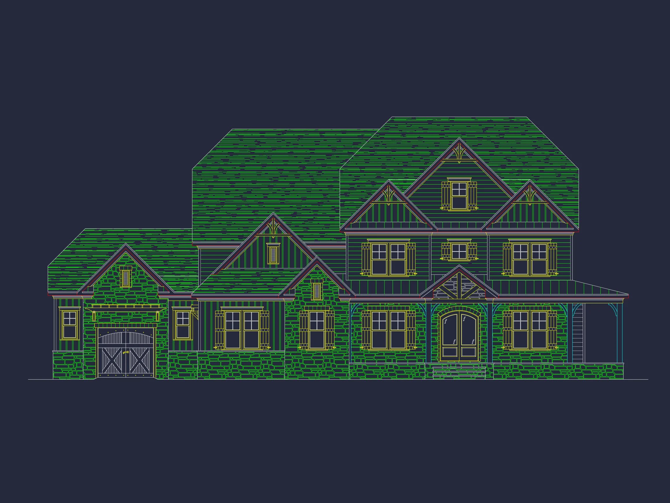 14-1088 HOUSE PLAN - Elegant 2.5-Story House Blueprint with CAD Designs & Floor Plans 39 Elegant 2.5-Story house Blueprint with CAD Designs & Floor Plans