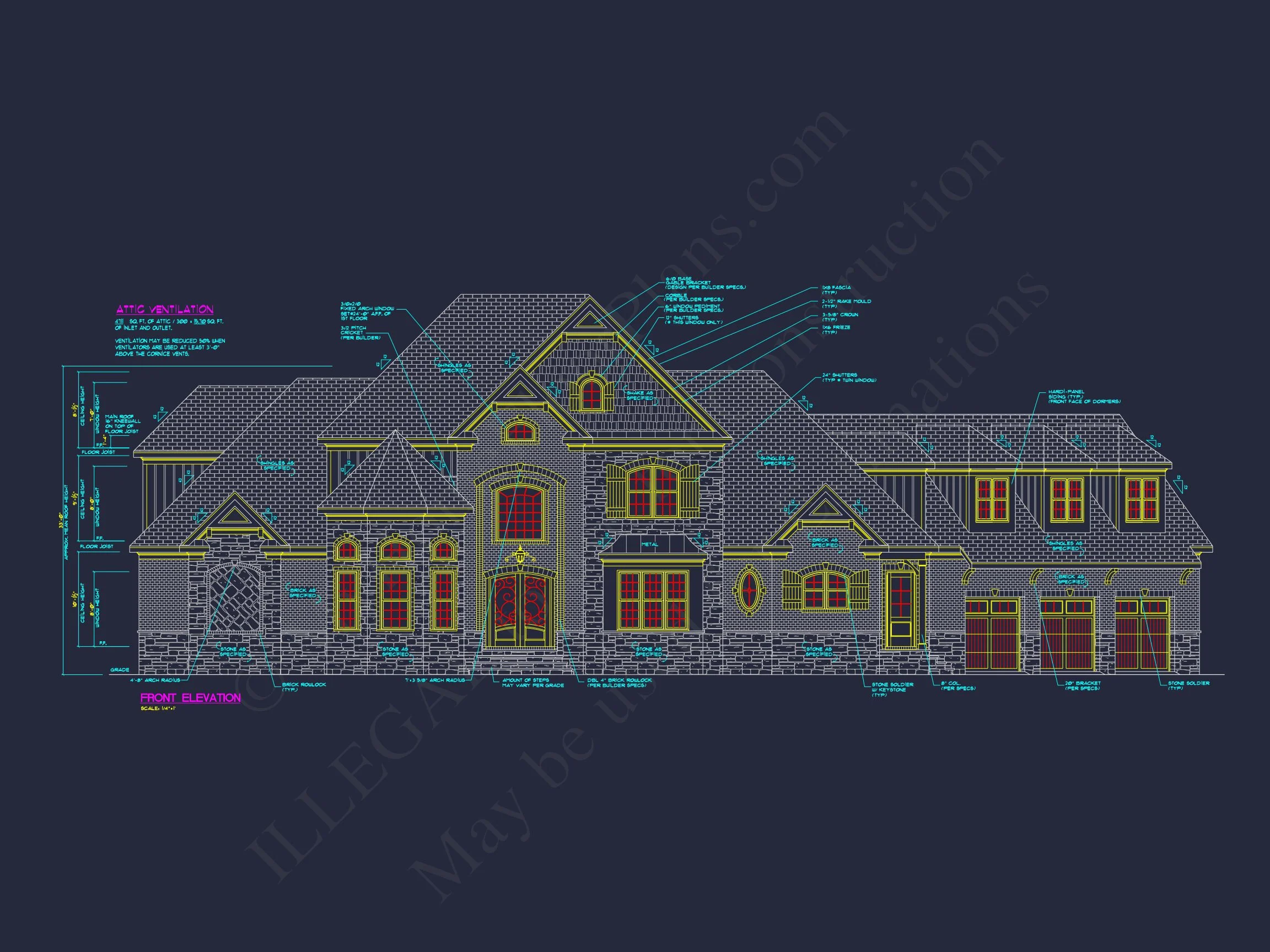 12-2860 HOUSE PLAN - 5-Bed, 6-Bath, 6,413 SF French Provincial House Plan 4 Luxury house Plan with Detailed Floor Plan, CAD, and Blueprint Designs