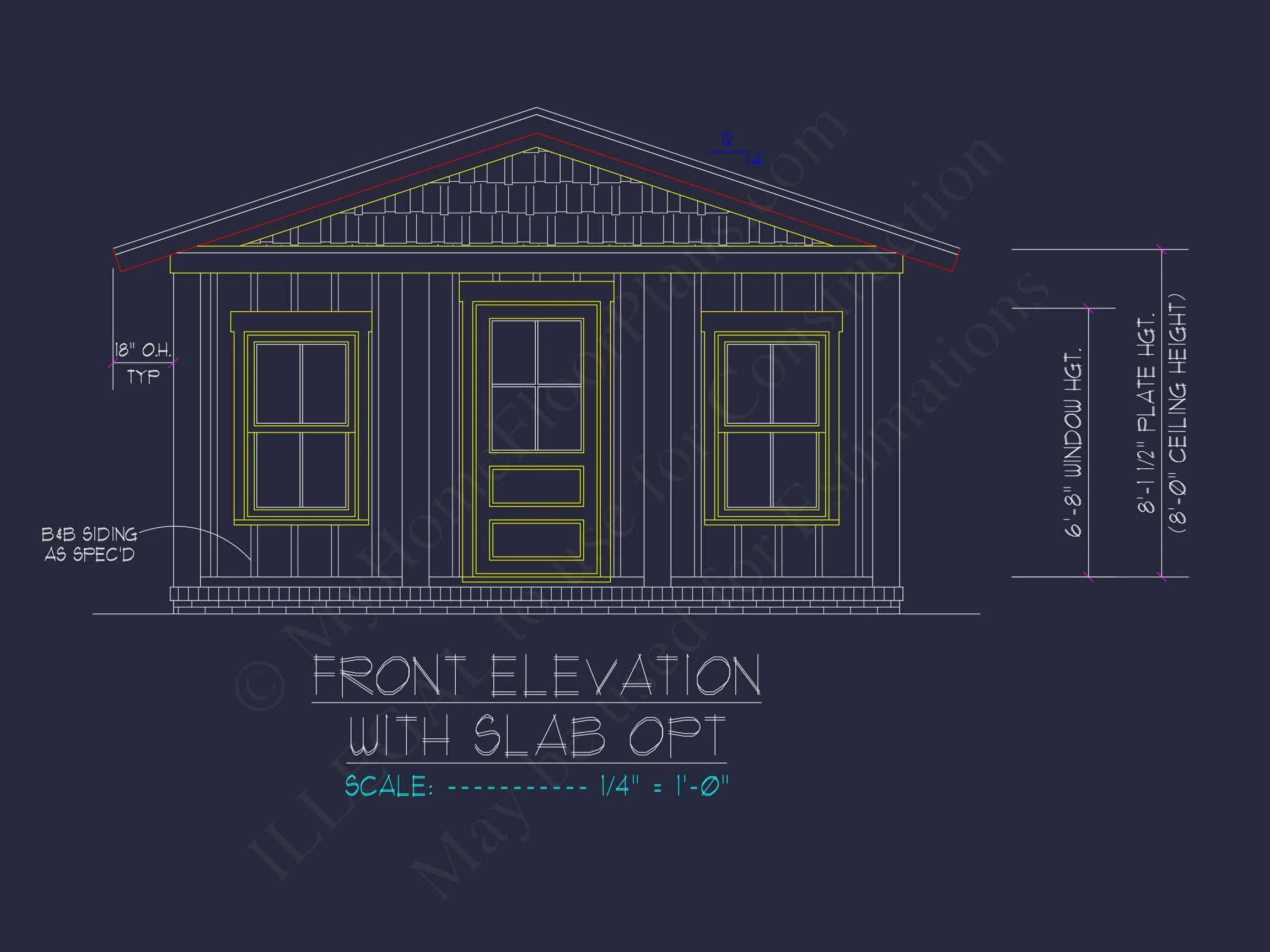 11-1891 HOUSE PLAN - 1-Bed, 1-Bath, 396 SF Craftsman Cottage Home Plan 11 Compact house Floor Plan with Detailed CAD Architecture Design