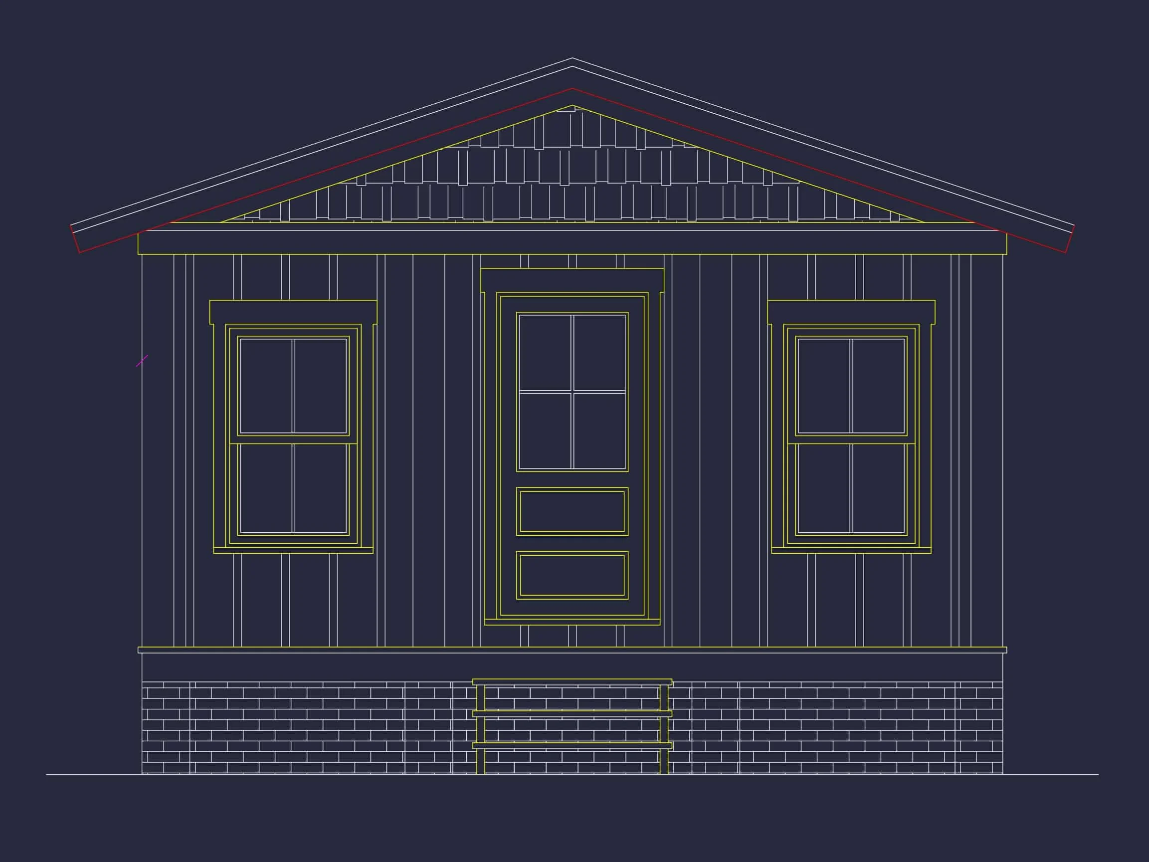 11-1891 HOUSE PLAN - 1-Bed, 1-Bath, 396 SF Craftsman Cottage Home Plan 10 Compact house Floor Plan with Detailed CAD Architecture Design