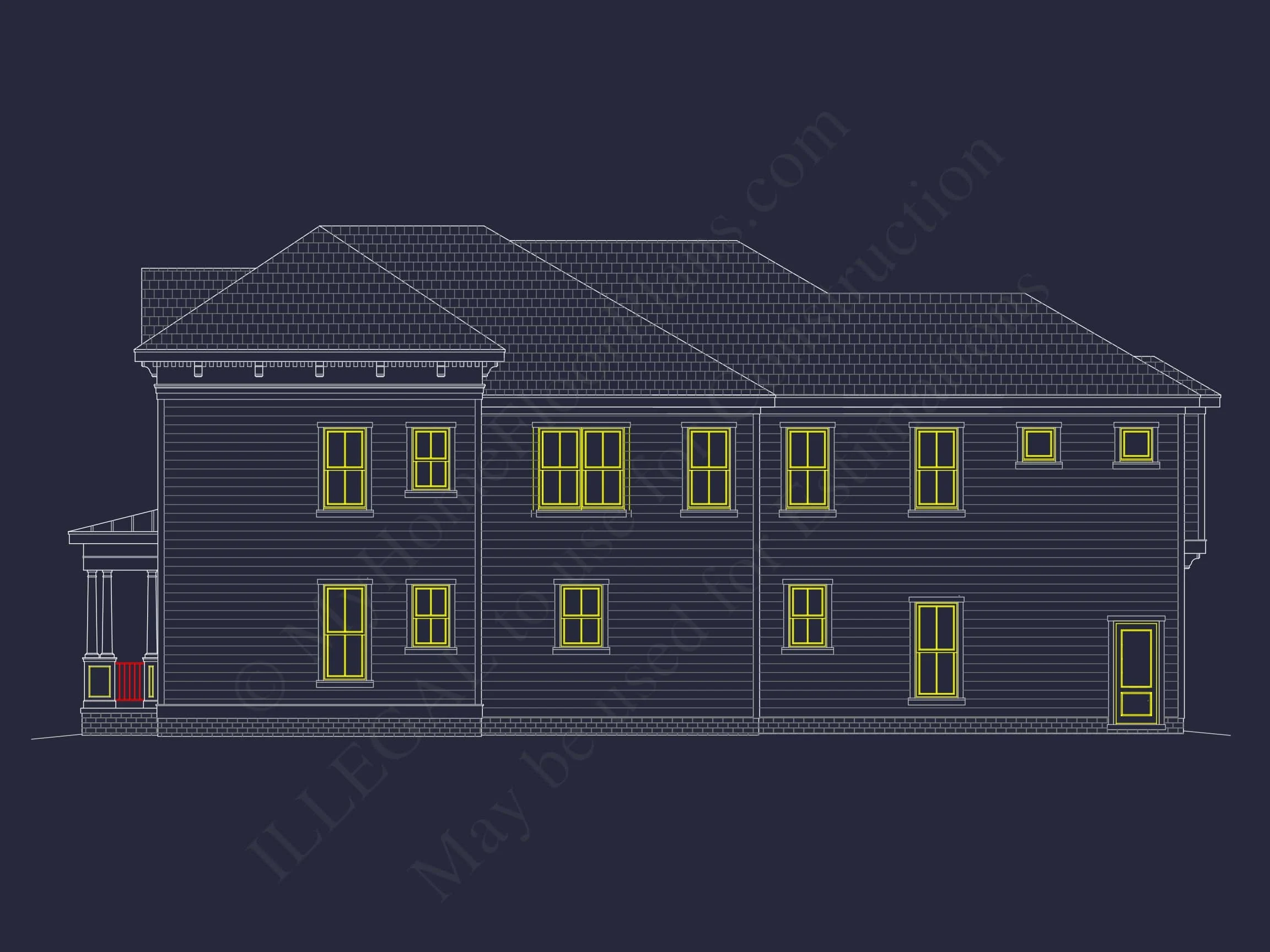 11-1693 HOUSE PLAN - Traditional Colonial Home Plan - 4-Bed, 3-Bath, 2,400 SF 5 Colonial Revival house Plan with 5 Beds, CAD Floor Designs