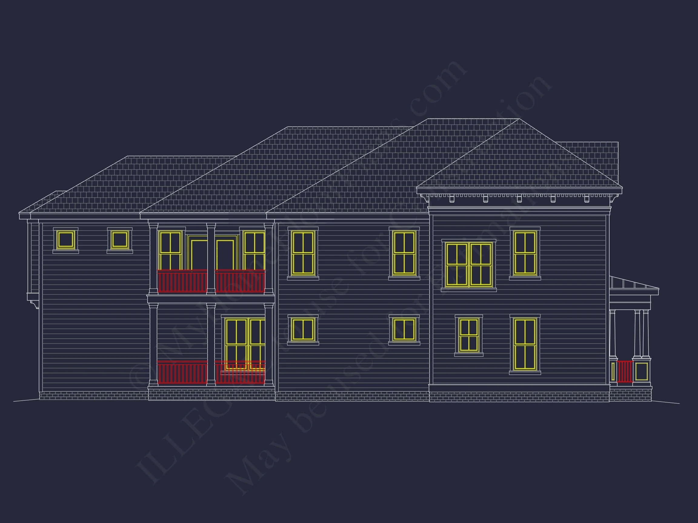 11-1693 HOUSE PLAN - Traditional Colonial Home Plan - 4-Bed, 3-Bath, 2,400 SF 4 Colonial Revival house Plan with 5 Beds, CAD Floor Designs