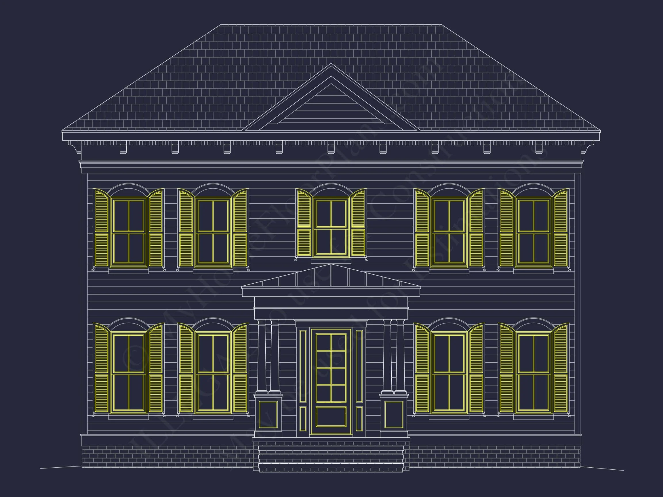 11-1693 HOUSE PLAN - Traditional Colonial Home Plan - 4-Bed, 3-Bath, 2,400 SF 2 Colonial Revival house Plan with 5 Beds, CAD Floor Designs