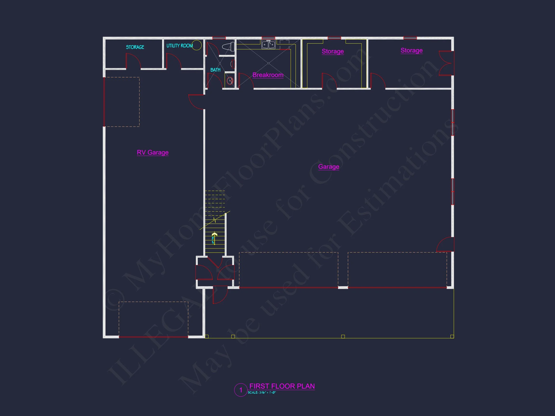 11-1201 HOUSE PLAN - Efficient Garage House Plan with Living Space, Blueprint & CAD Design 4 Efficient Garage house Plan with Living Space, Blueprint & CAD Design