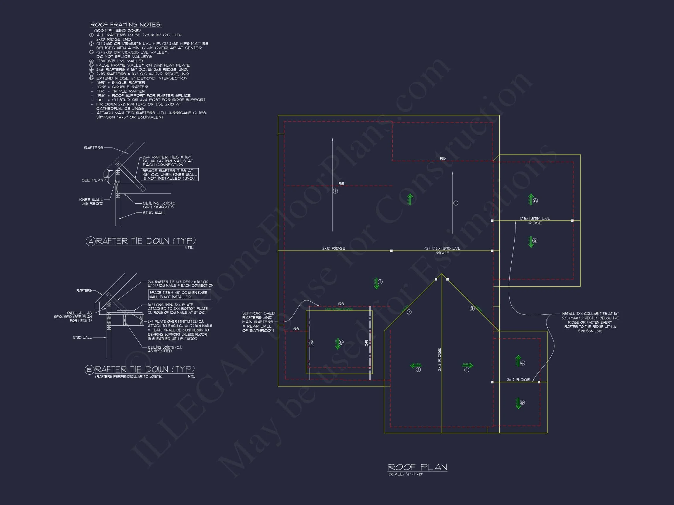 10-1640 HOUSE PLAN - Modern Craftsman House Plan: CAD Blueprint with Floor Designs 15 Modern Craftsman house Plan: CAD Blueprint with Floor Designs