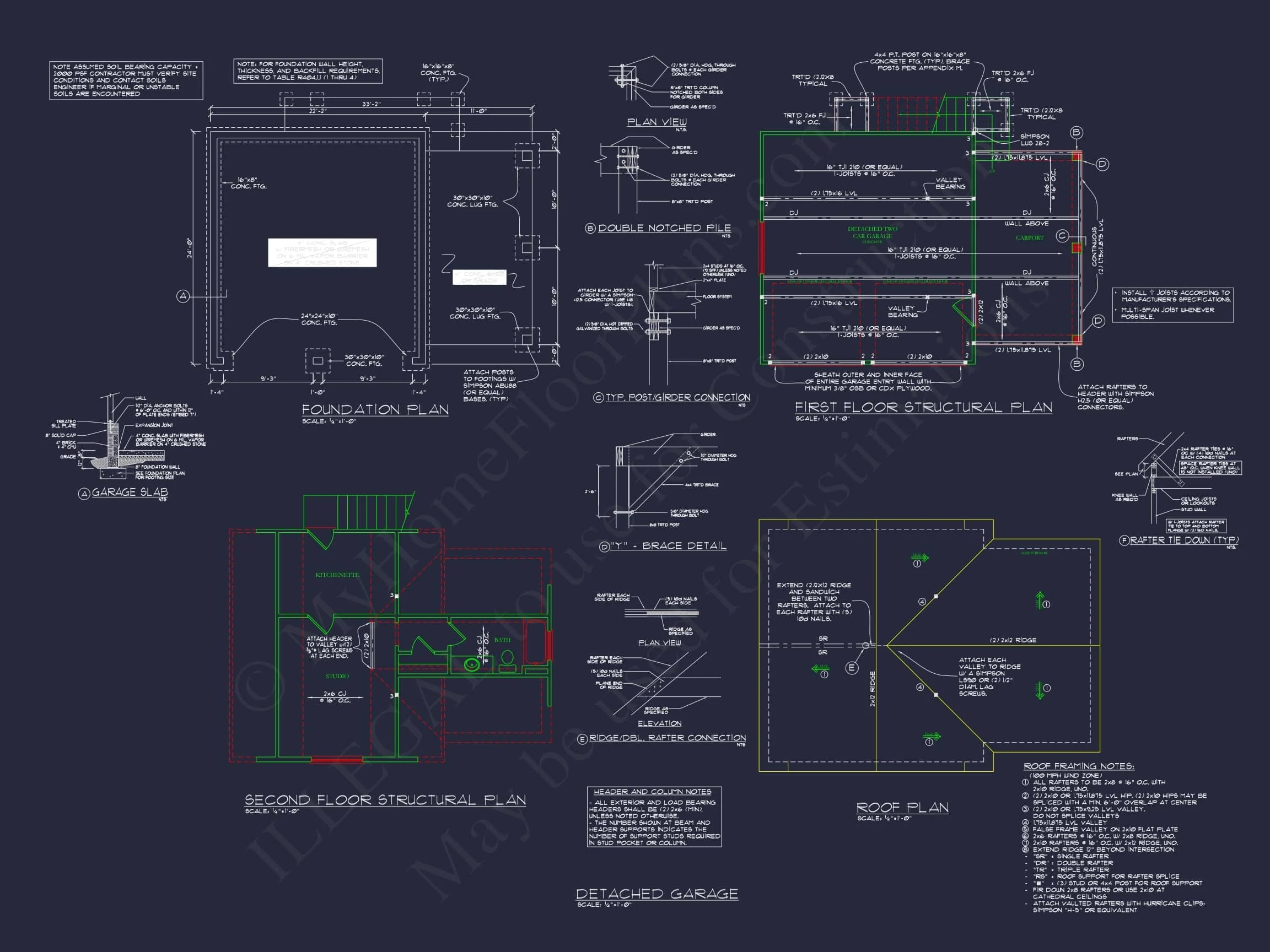 10-1640 HOUSE PLAN - Modern Craftsman House Plan: CAD Blueprint with Floor Designs 16 Modern Craftsman house Plan: CAD Blueprint with Floor Designs