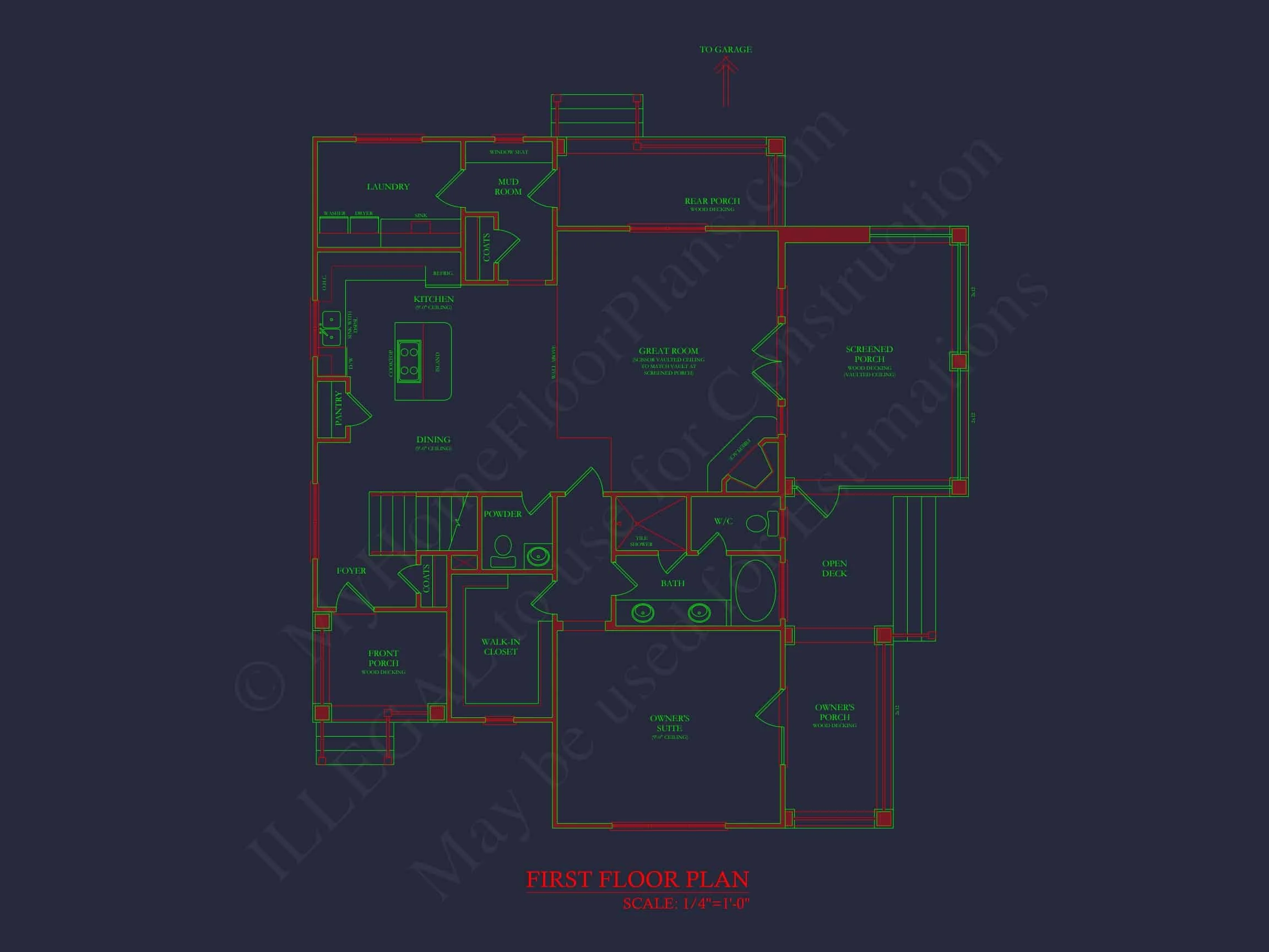 10-1640 HOUSE PLAN - Modern Craftsman House Plan: CAD Blueprint with Floor Designs 6 Modern Craftsman house Plan: CAD Blueprint with Floor Designs