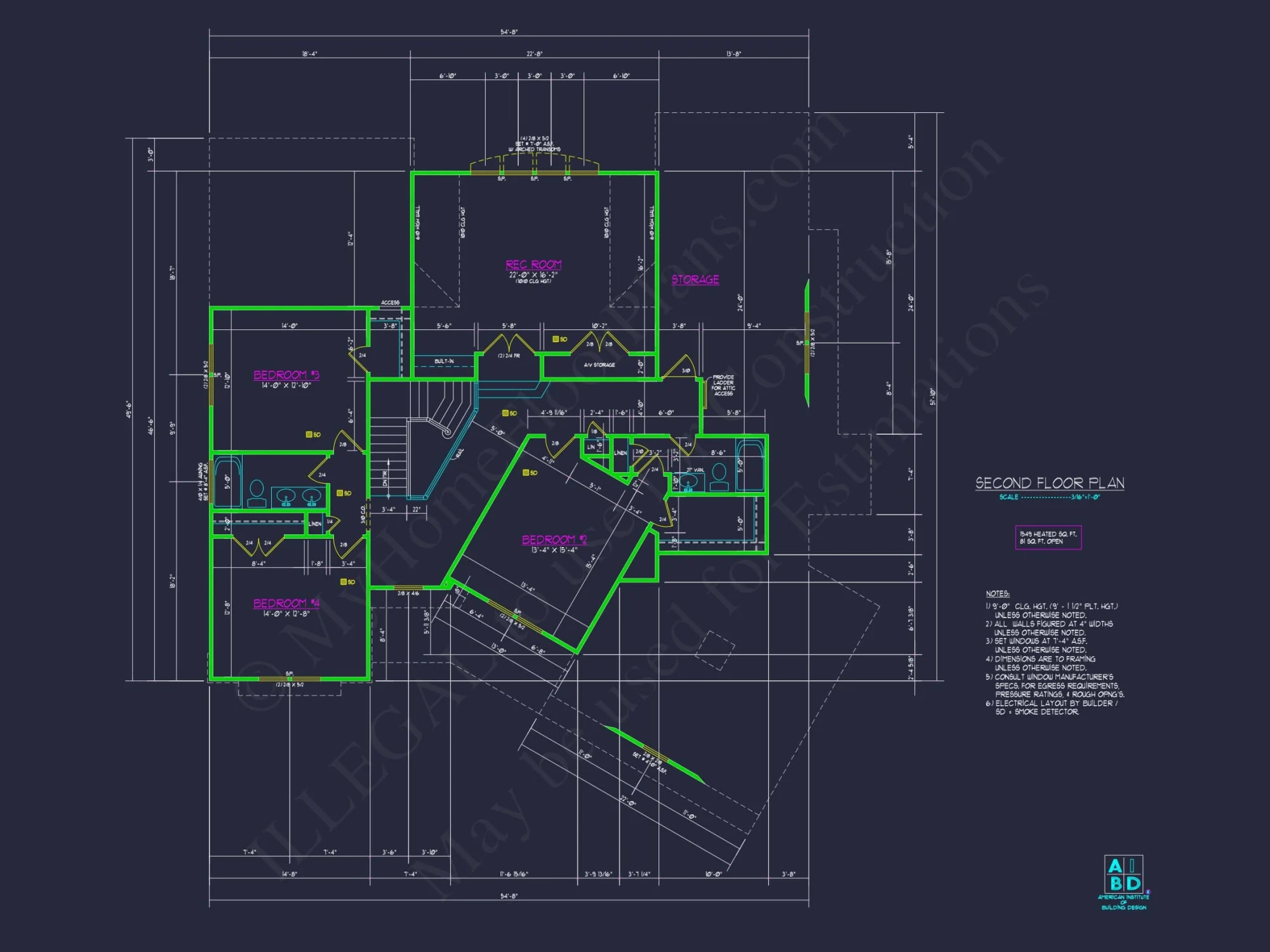 Craftsman house Plan with 2-Story Floor Plan, CAD Designs & Blueprint