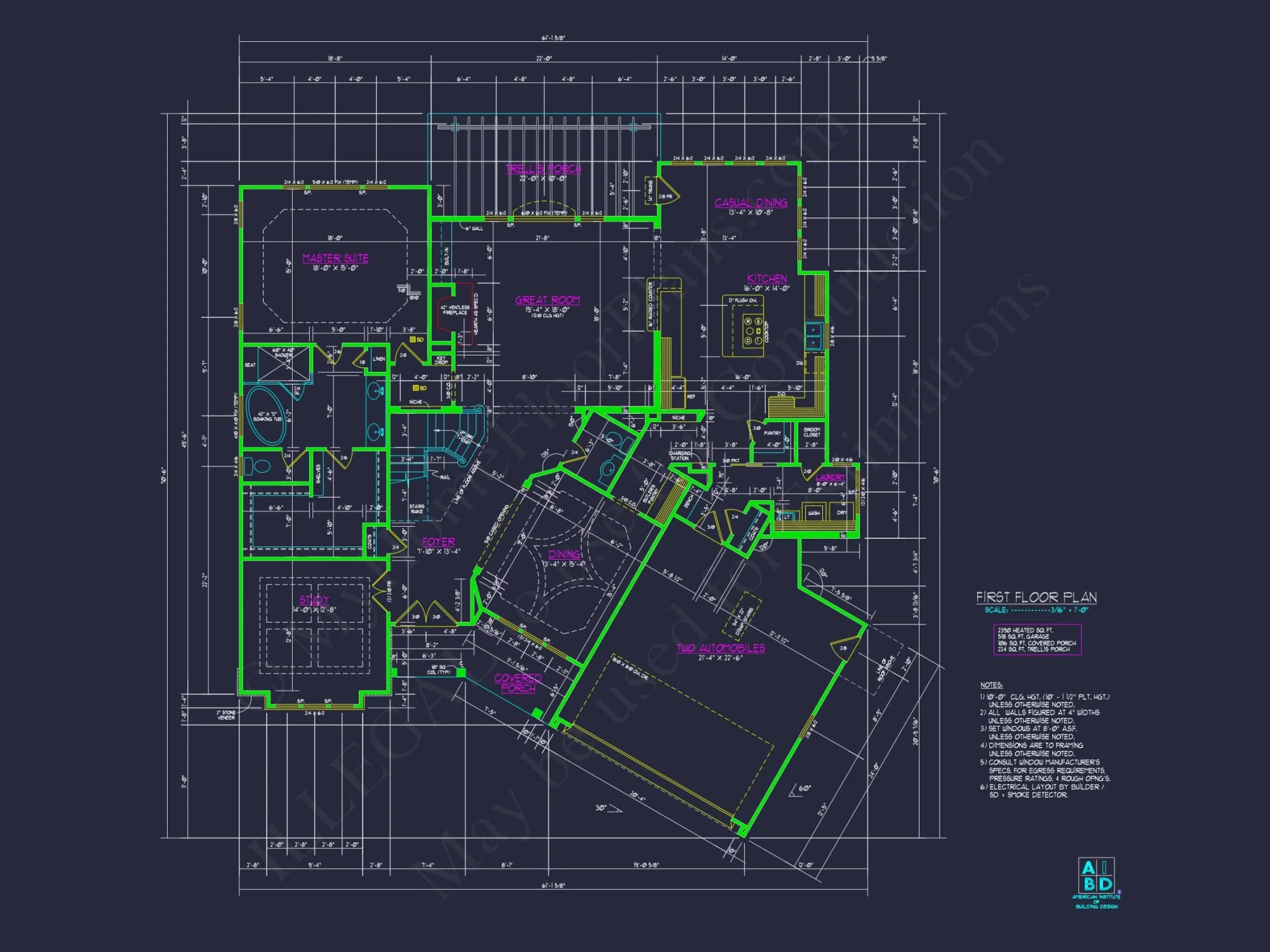 Craftsman house Plan with 2-Story Floor Plan, CAD Designs & Blueprint