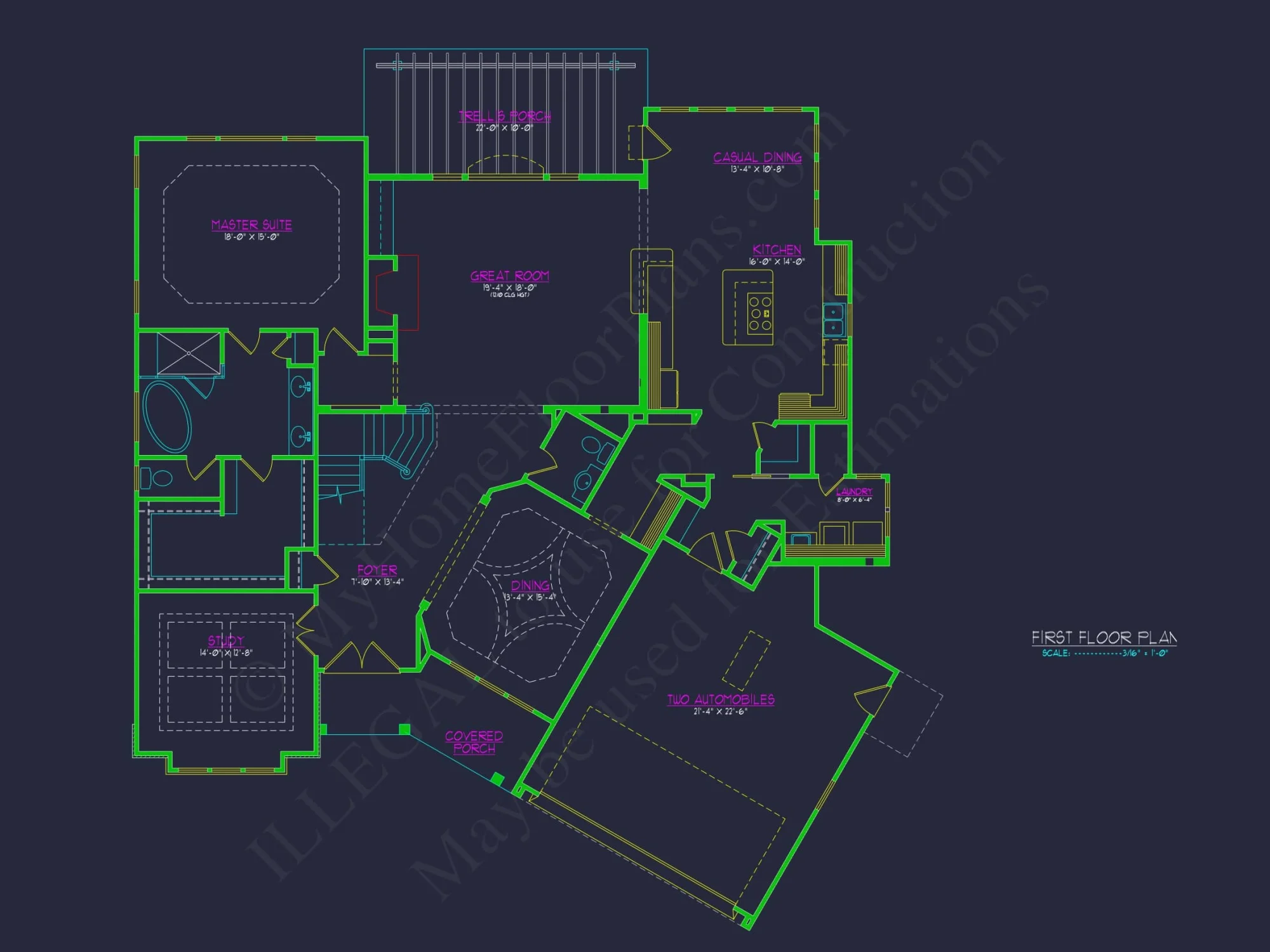 Craftsman house Plan with 2-Story Floor Plan, CAD Designs & Blueprint