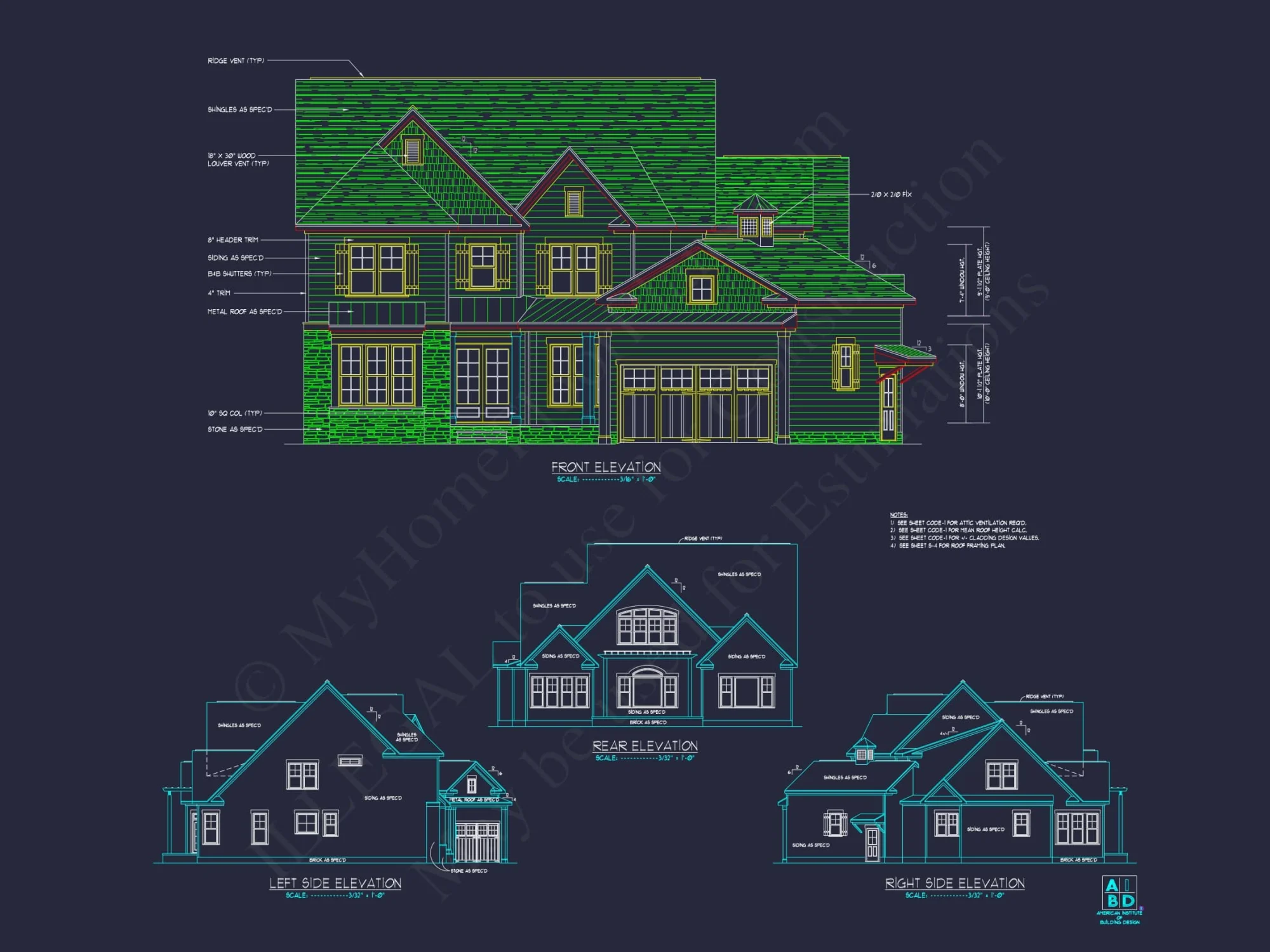 Craftsman house Plan with 2-Story Floor Plan, CAD Designs & Blueprint