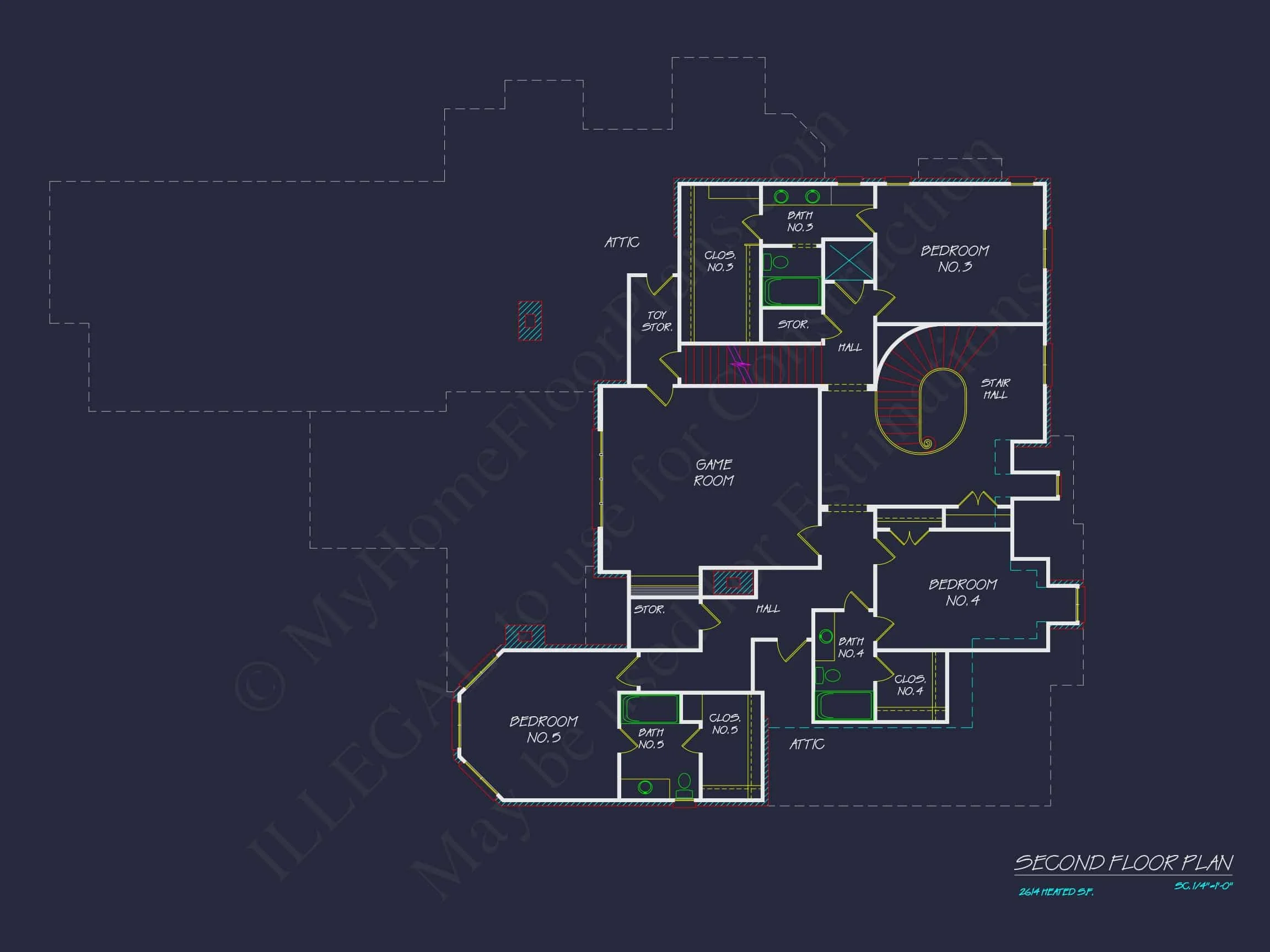 9-1860 HOUSE PLAN - Luxury House Plan with CAD Designs | 2-Story 5-Bed Blueprint 5 Luxury house Plan with CAD Designs