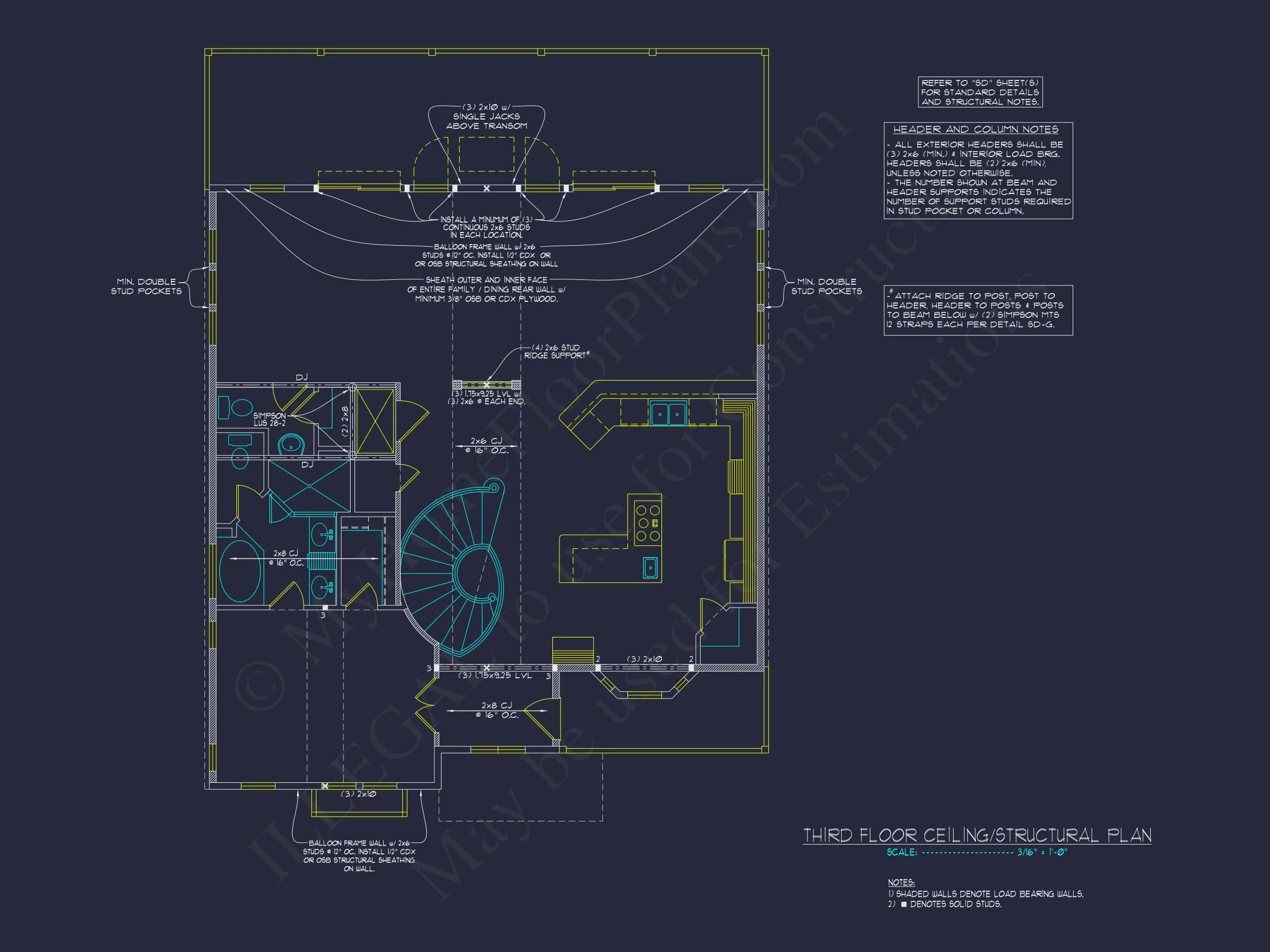 Coastal house Floor Plan with 7+ Bedrooms and CAD Designs