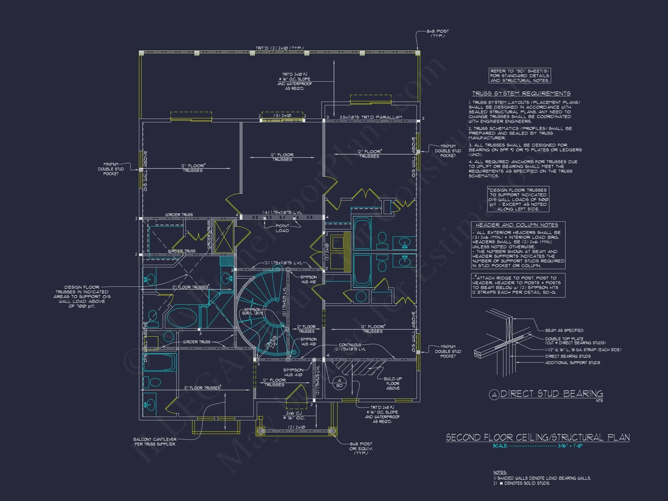 Coastal house Floor Plan with 7+ Bedrooms and CAD Designs