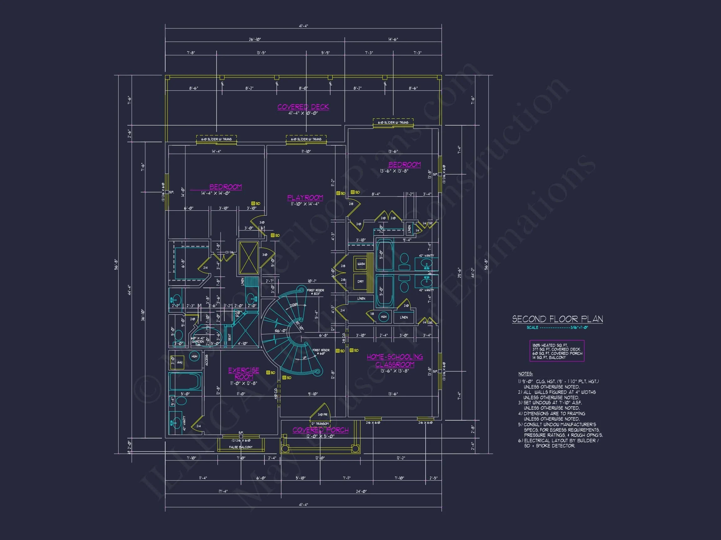 Coastal house Floor Plan with 7+ Bedrooms and CAD Designs
