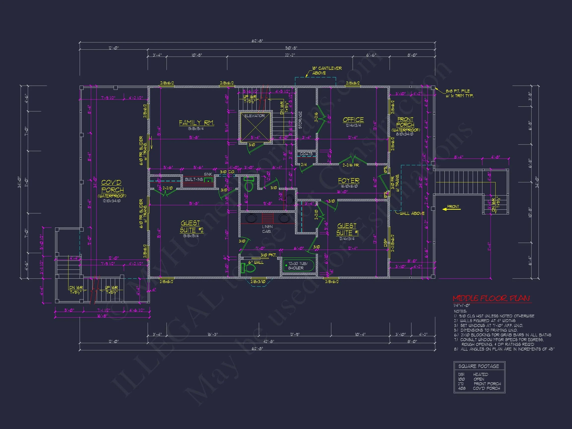 8-1825 HOUSE PLAN - Beach Coastal House Plan with 3 Floors & 4 Bedrooms 15 Beach Coastal house Plan with 3 Floors & 4 Bedrooms