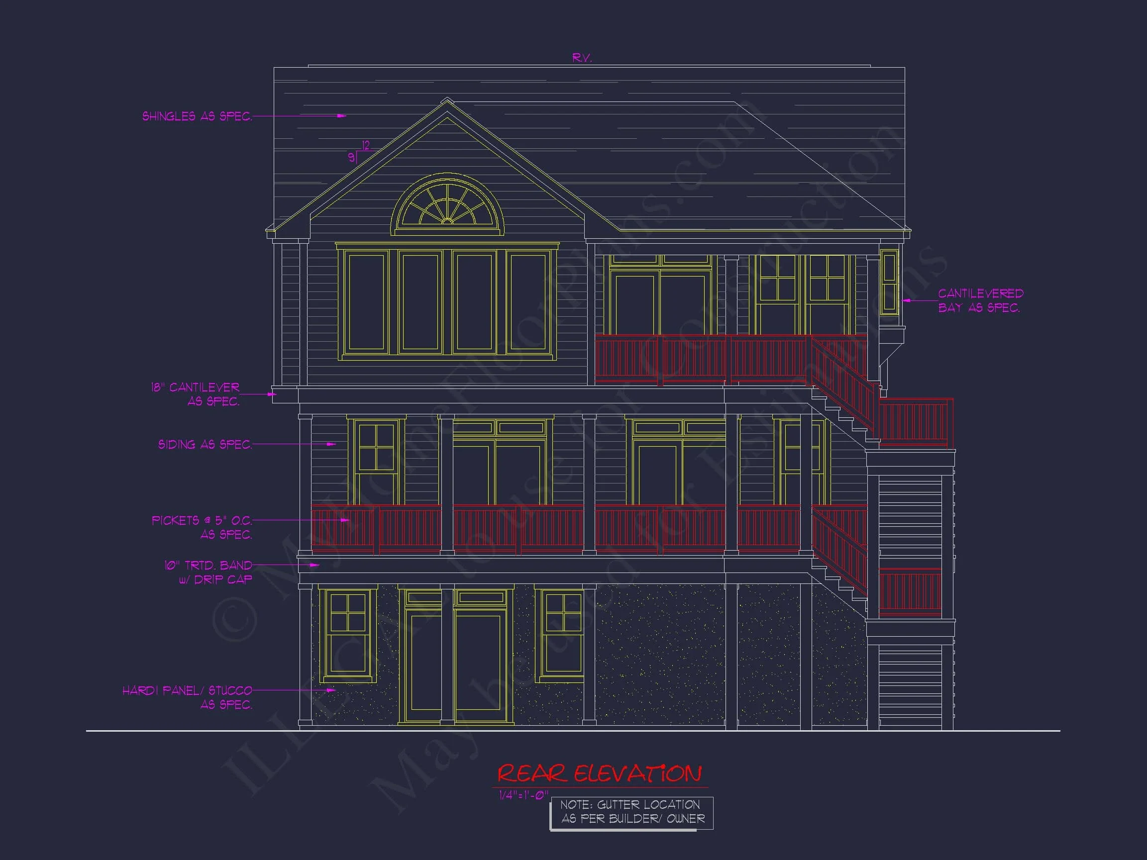 8-1825 HOUSE PLAN - Beach Coastal House Plan with 3 Floors & 4 Bedrooms 11 Beach Coastal house Plan with 3 Floors & 4 Bedrooms