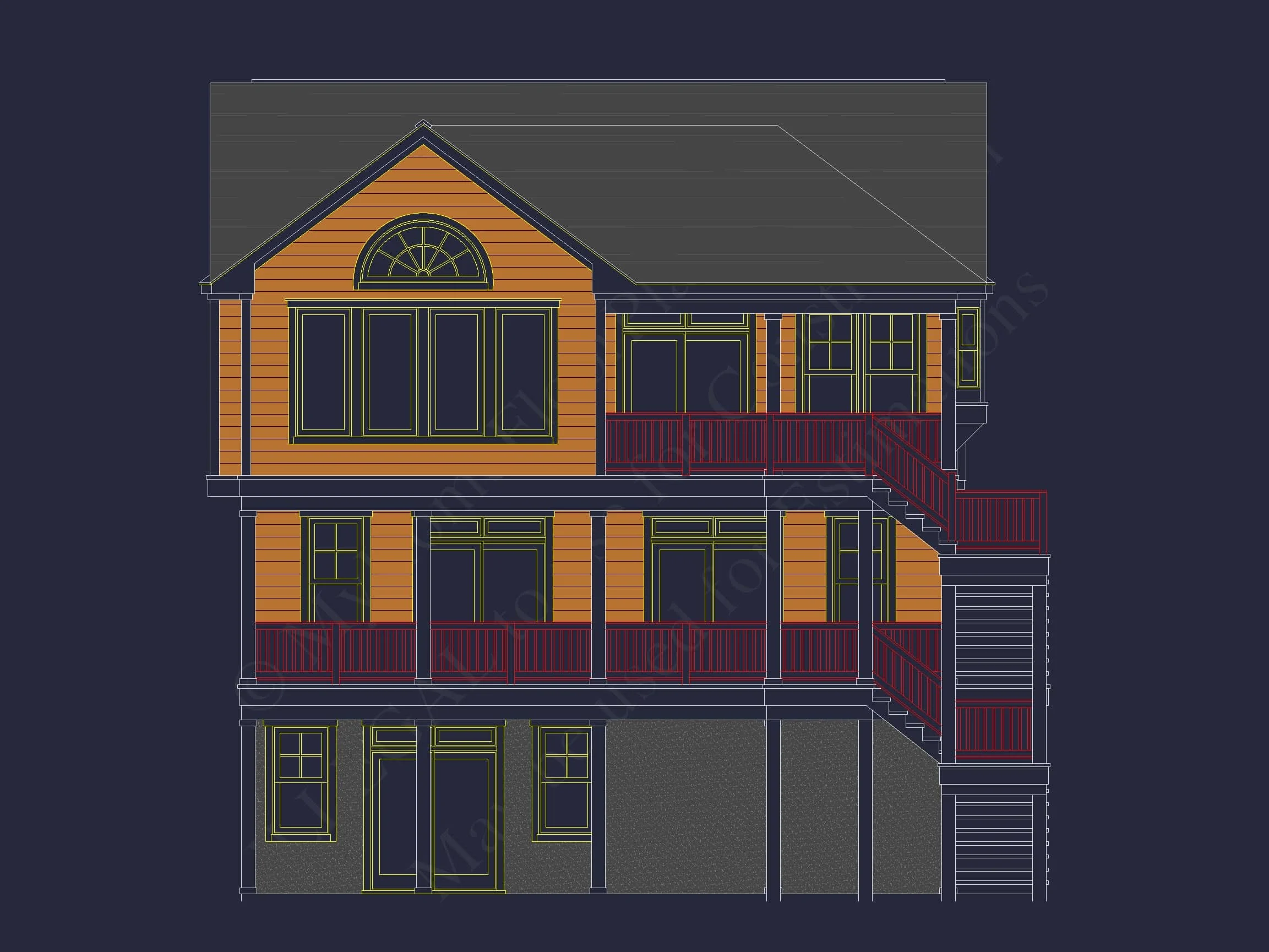 8-1825 HOUSE PLAN - Beach Coastal House Plan with 3 Floors & 4 Bedrooms 3 Beach Coastal house Plan with 3 Floors & 4 Bedrooms