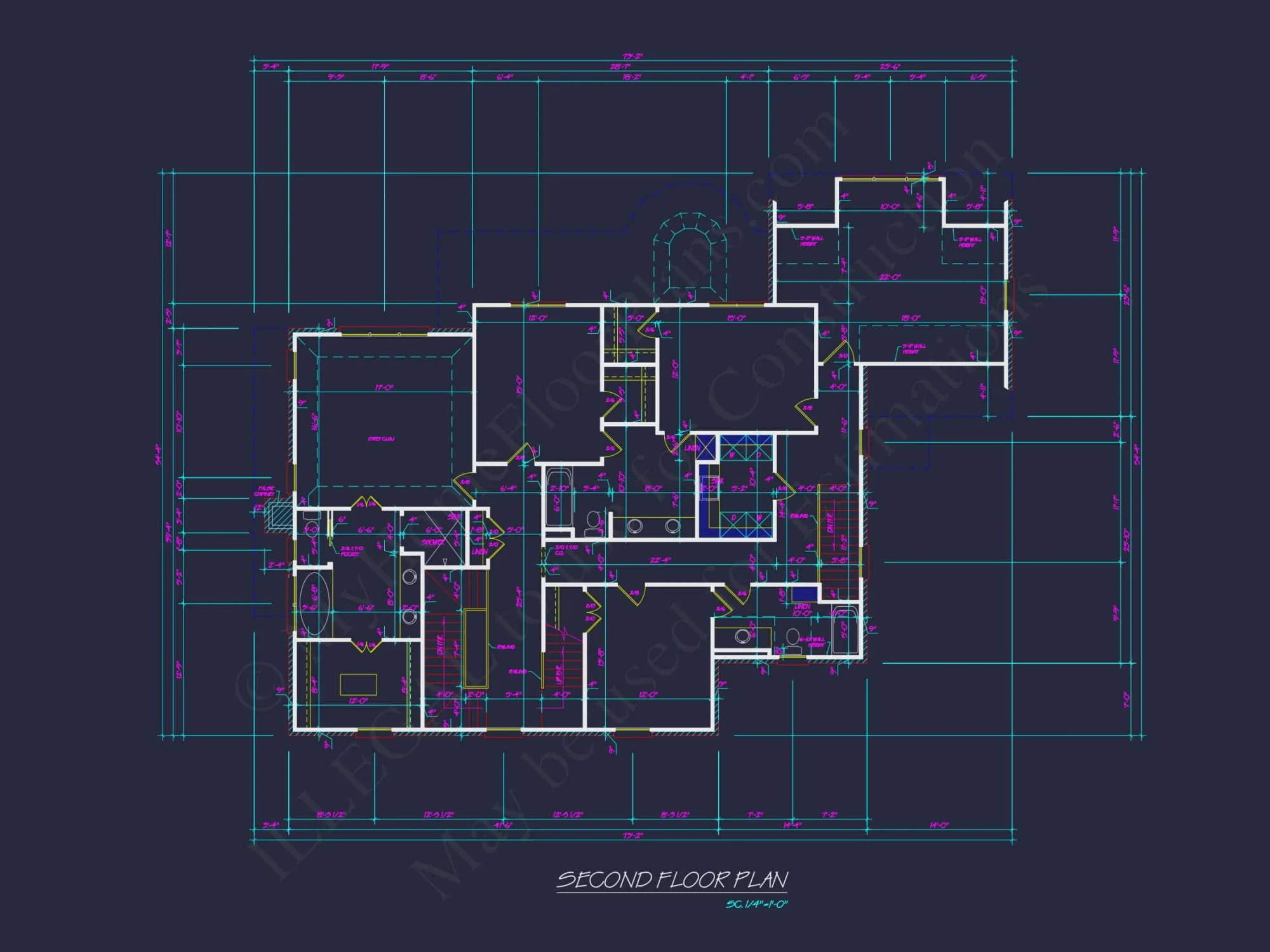 Classic Georgian house Plan: Detailed Floor Plan & CAD Designs