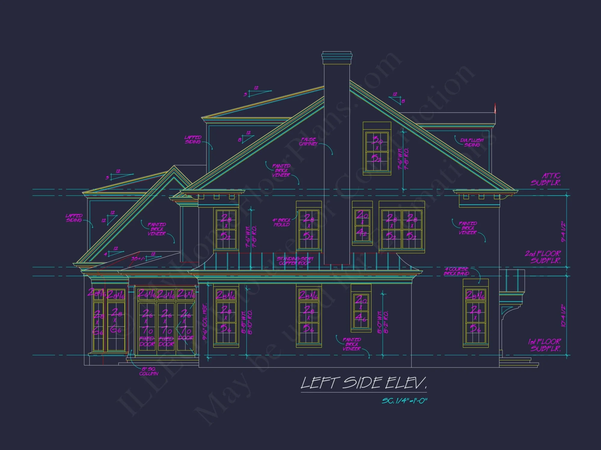 Classic Georgian house Plan: Detailed Floor Plan & CAD Designs