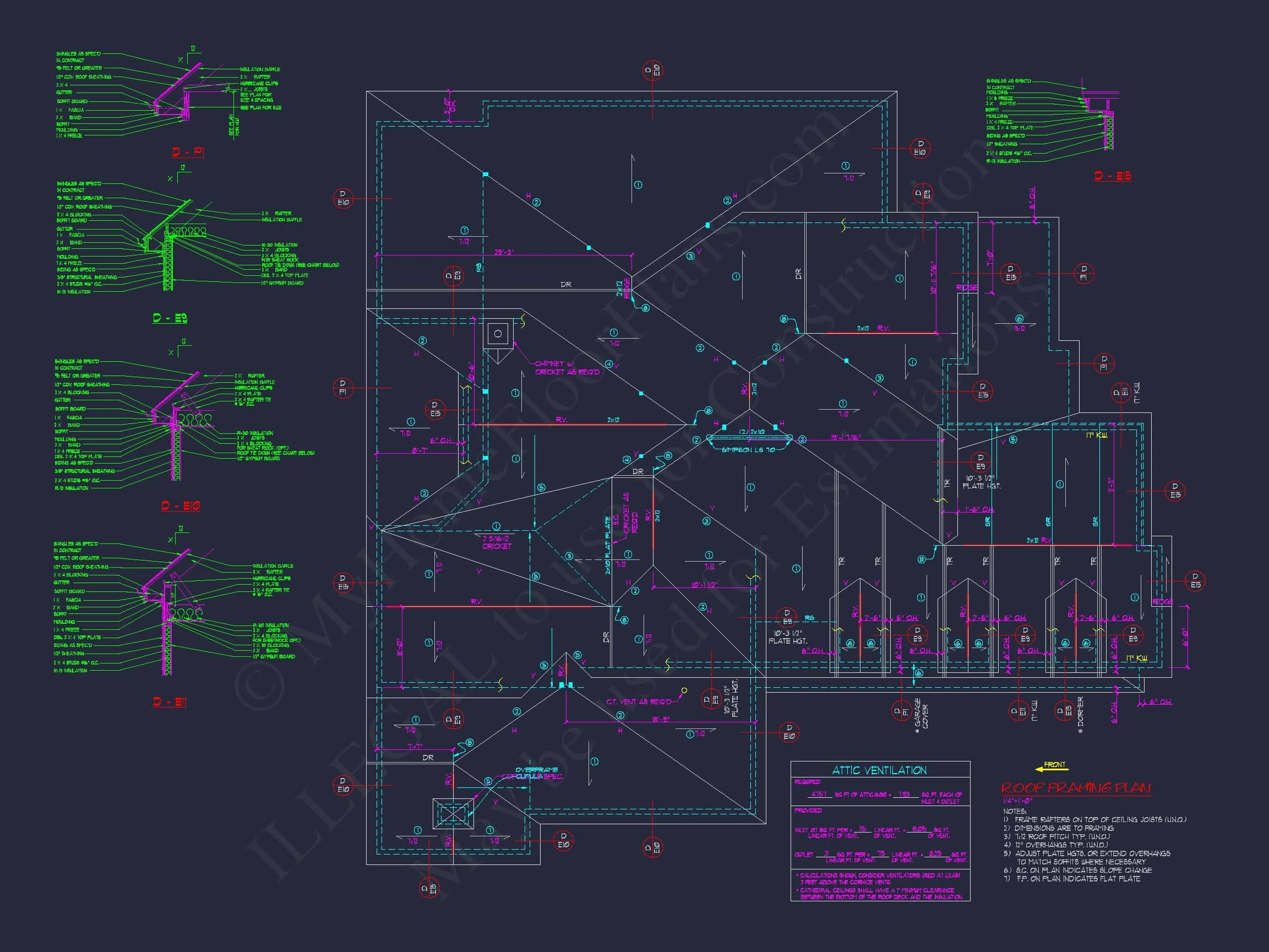 8-1467 HOUSE PLAN - Traditional Craftsman House Plan - Detailed Floor Blueprint 17 Traditional Craftsman house Plan - Detailed Floor Blueprint