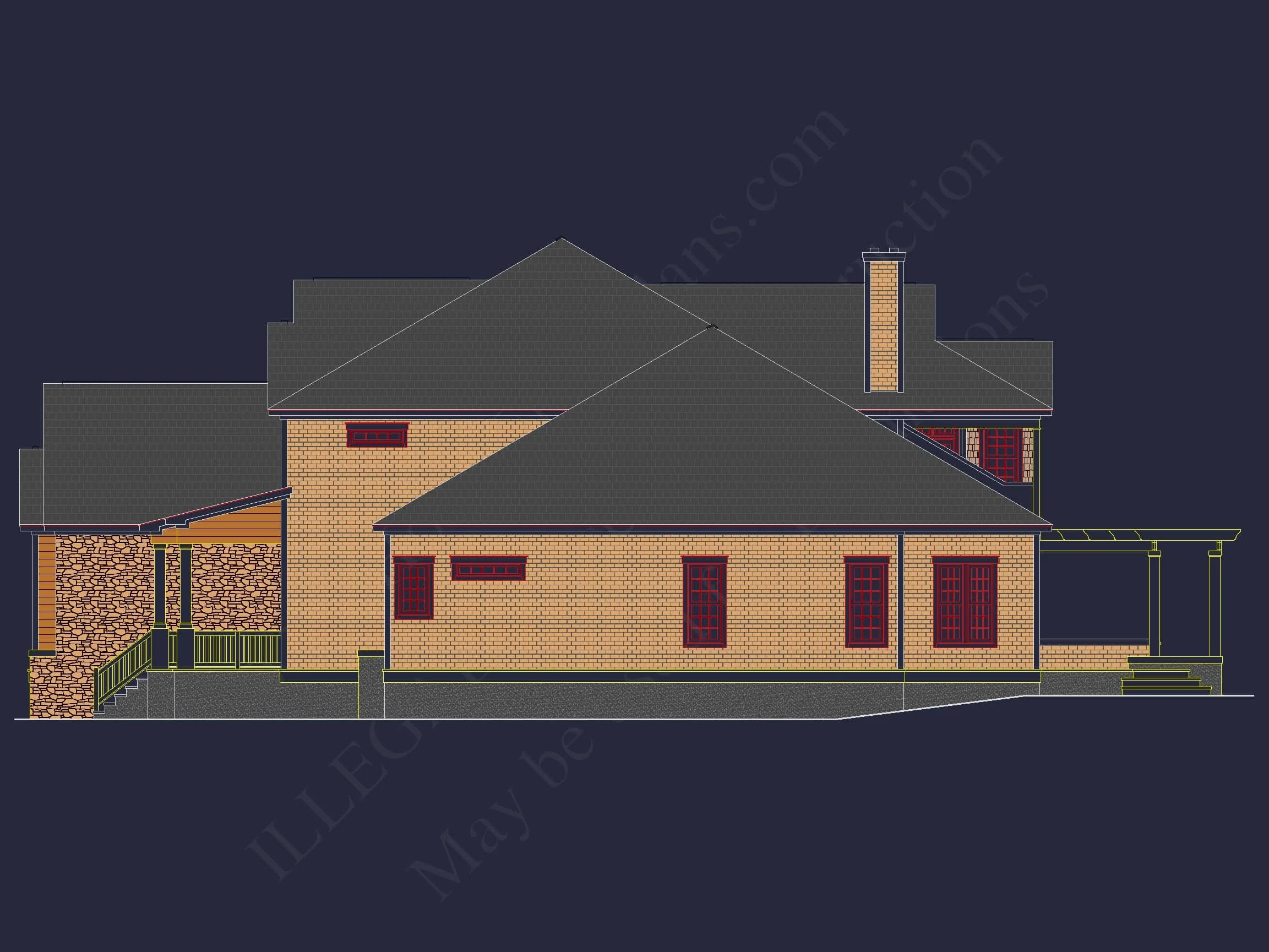 8-1467 HOUSE PLAN - Traditional Craftsman House Plan - Detailed Floor Blueprint 4 Traditional Craftsman house Plan - Detailed Floor Blueprint