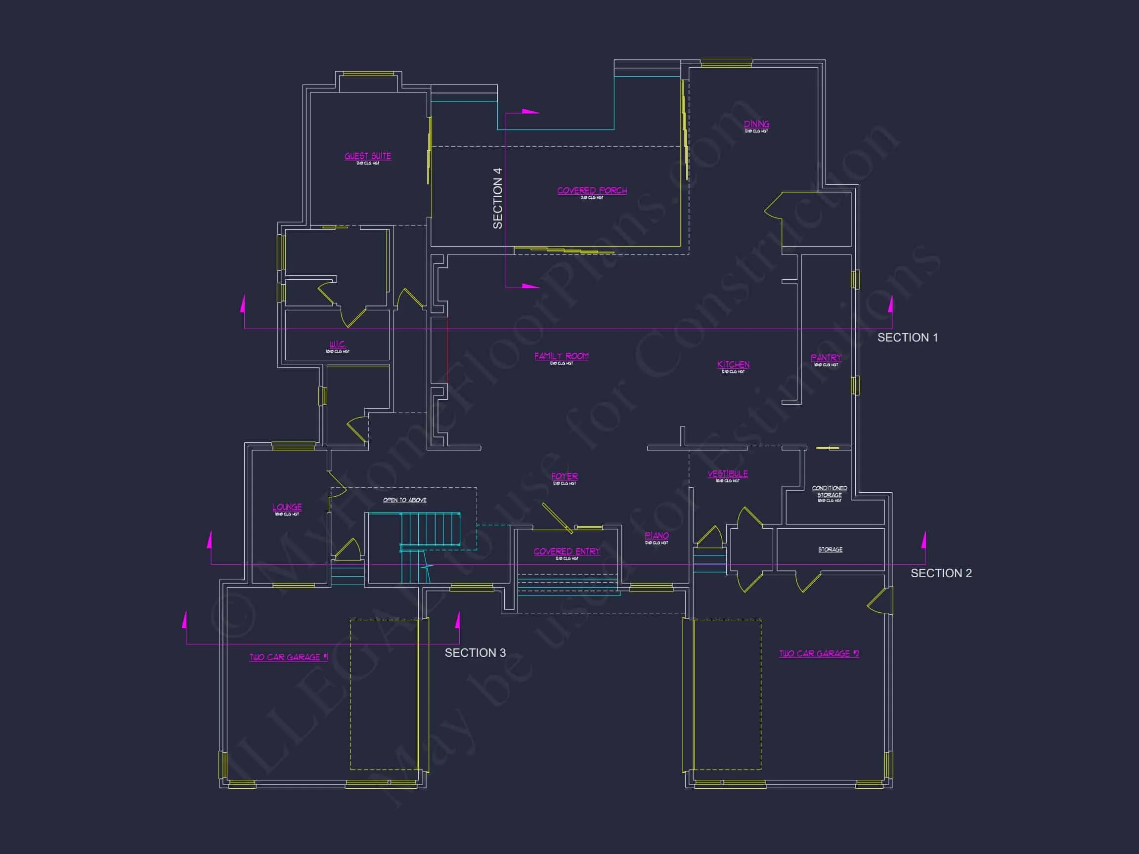 20-1818 HOUSE PLAN - 4-Bed, 5-Bath, 6,530 SF Modern Contemporary House Plan 9 Modern Luxury house Plan with Contemporary Floor Designs
