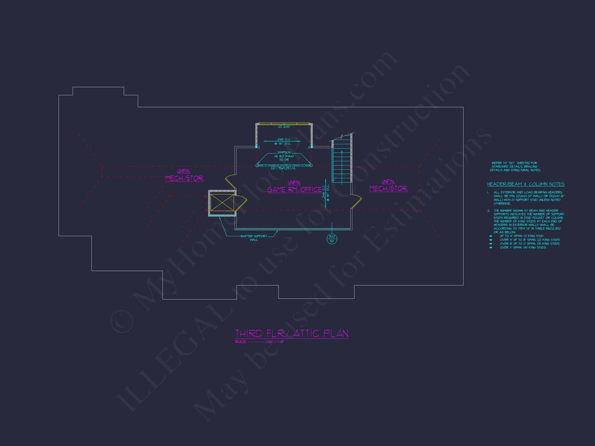 Luxury 3-Story Modern Floor Plan with 5 Bedrooms and CAD Designs