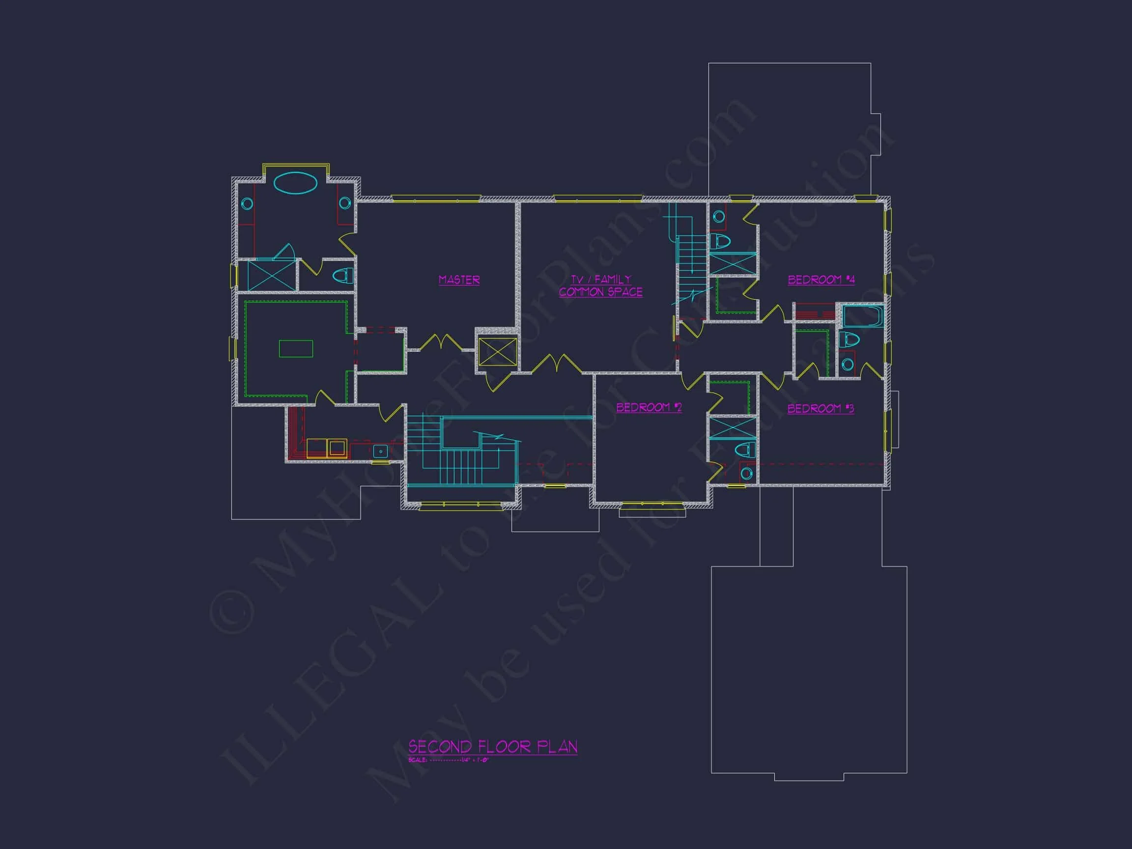 Luxury 3-Story Modern Floor Plan with 5 Bedrooms and CAD Designs