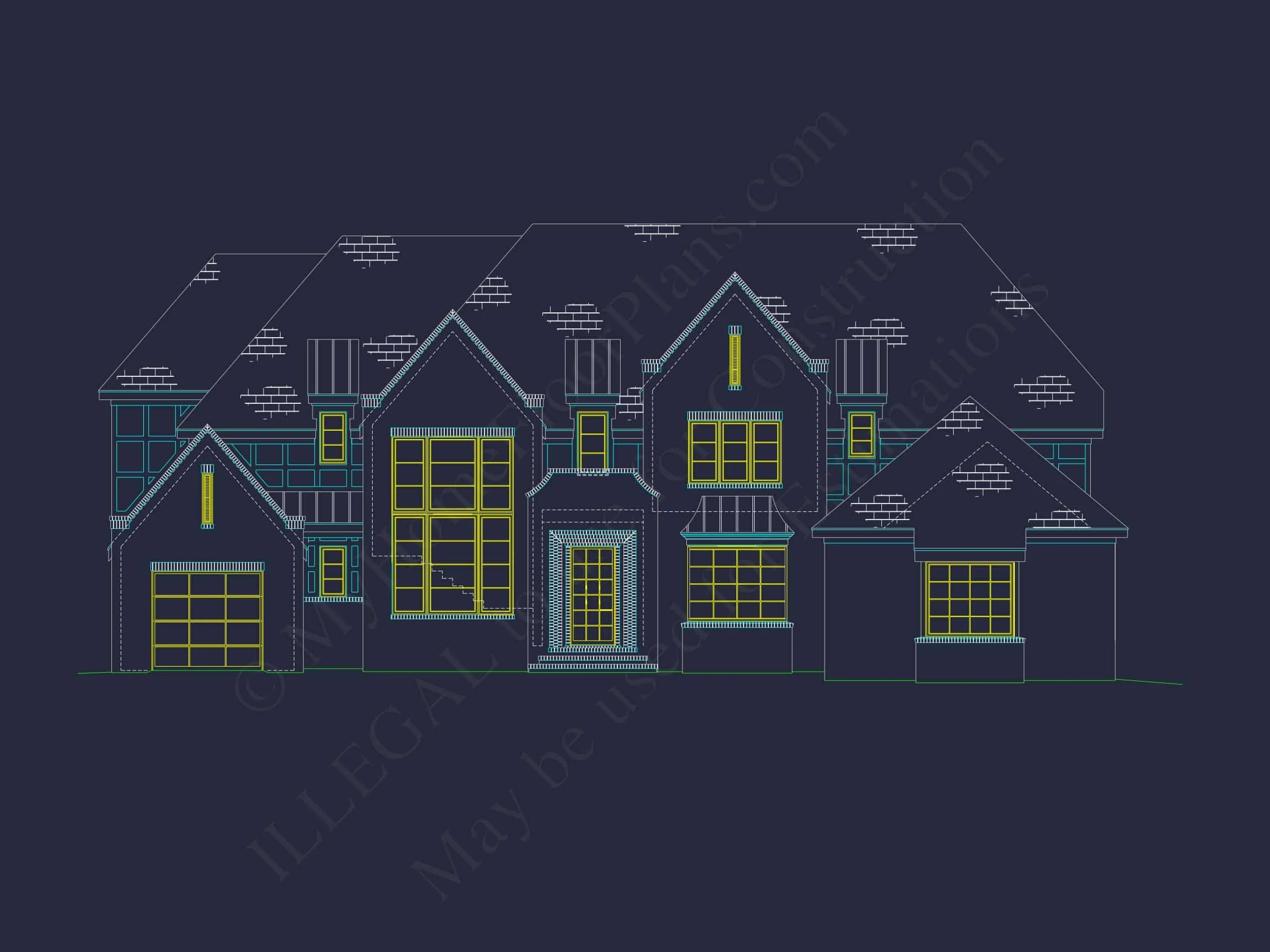 Luxury 3-Story Modern Floor Plan with 5 Bedrooms and CAD Designs