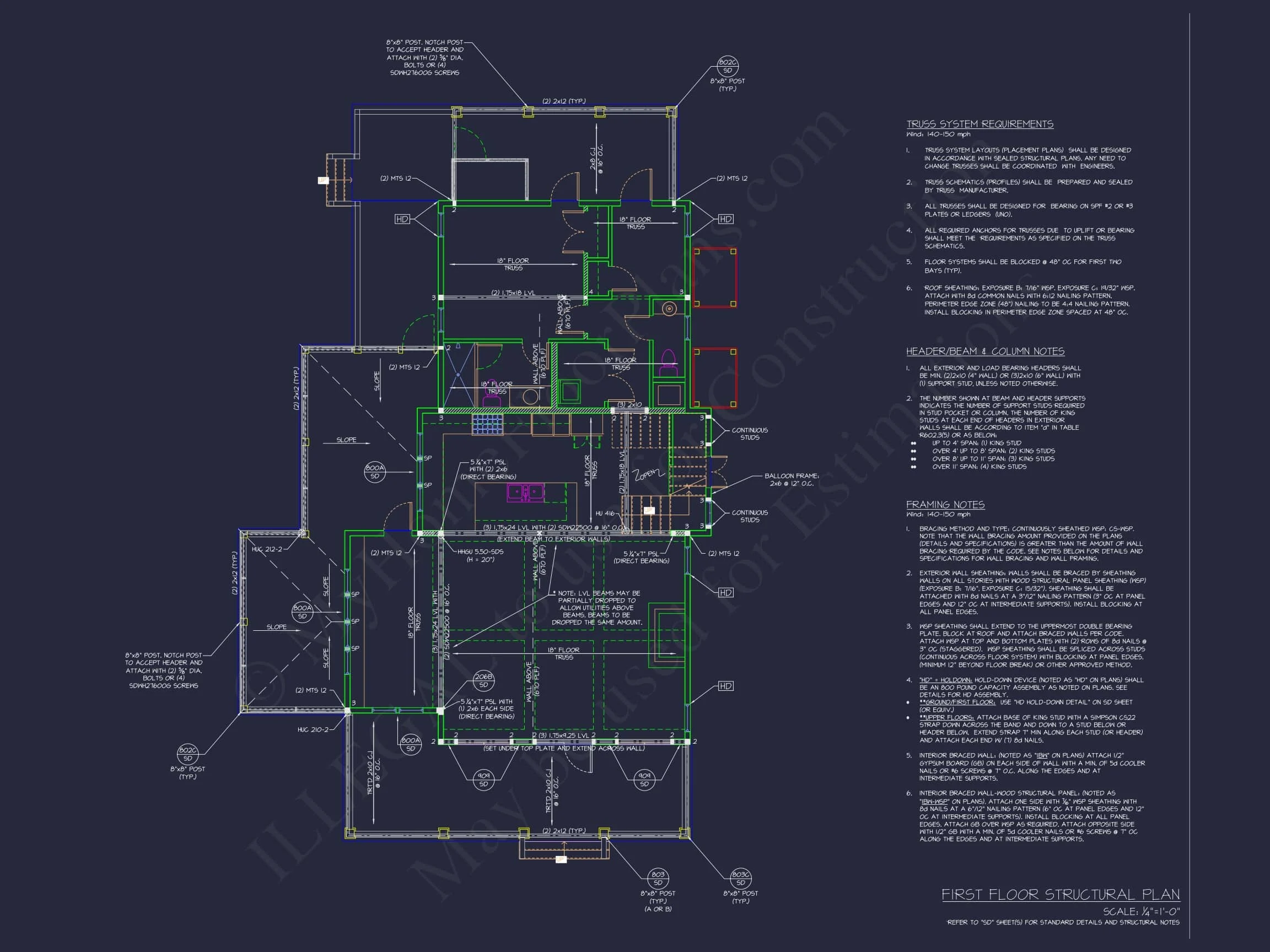 Modern Beach house Plan with CAD and Architectural Blueprints