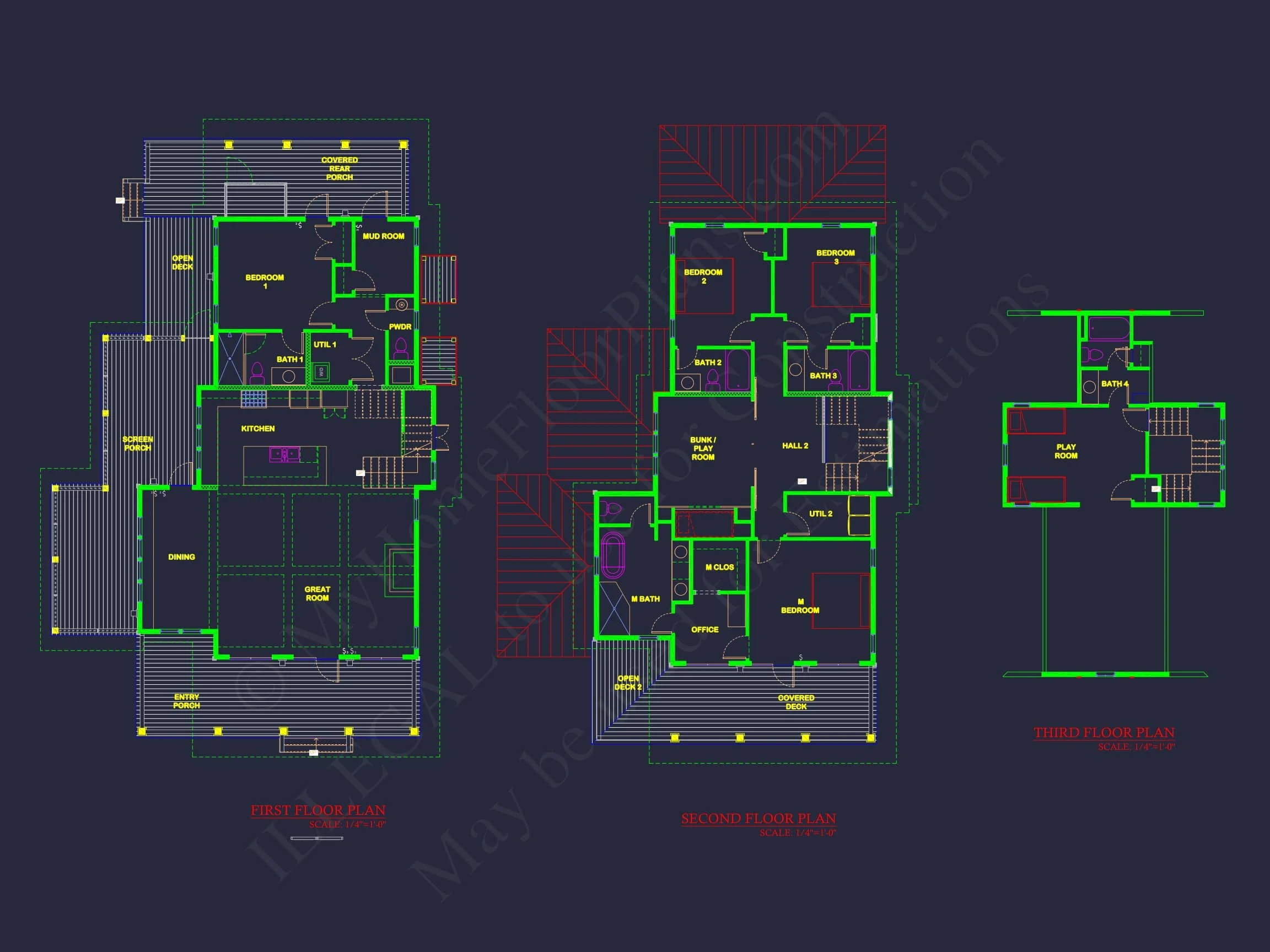 Modern Beach house Plan with CAD and Architectural Blueprints