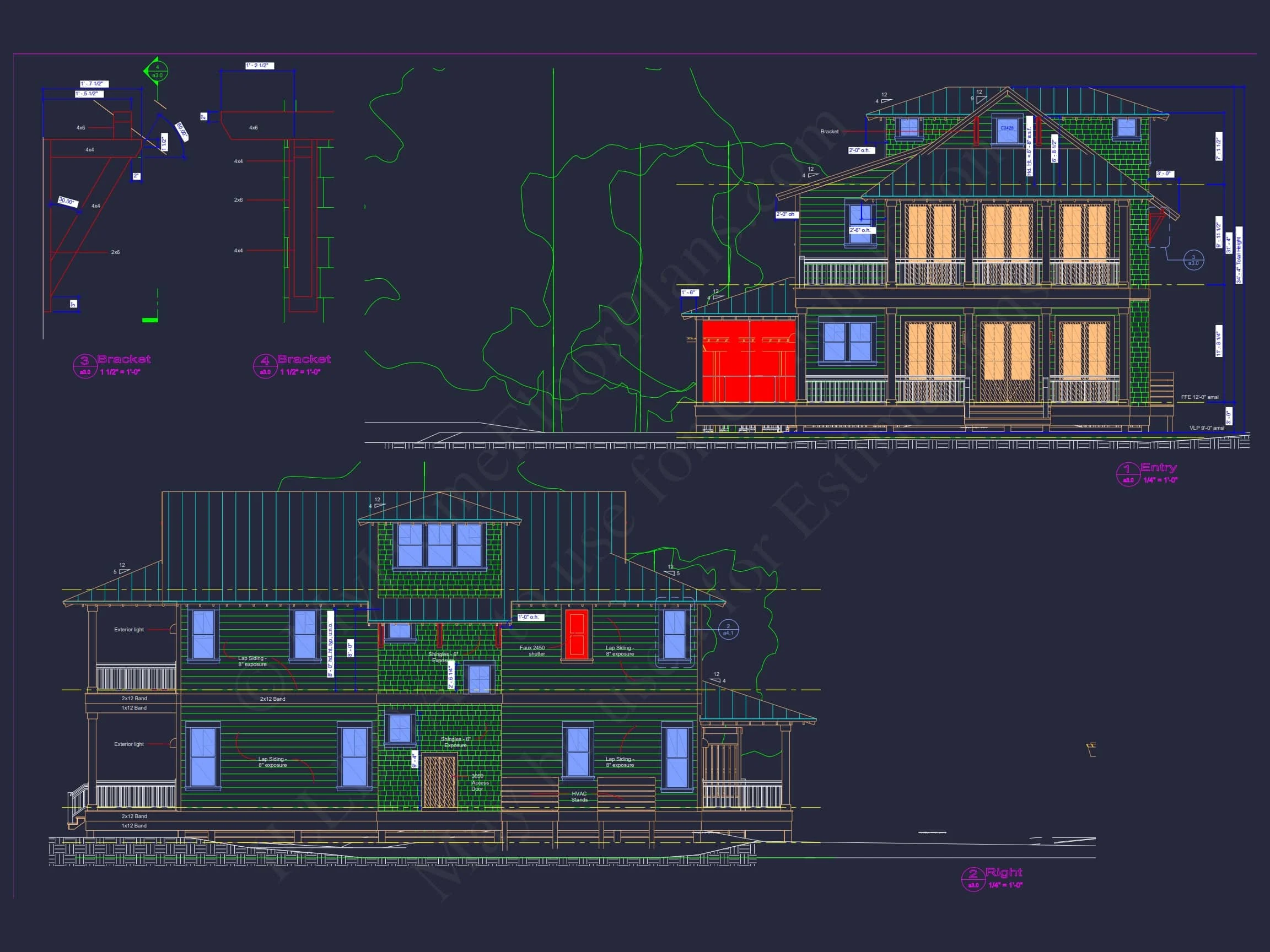 Modern Beach house Plan with CAD and Architectural Blueprints