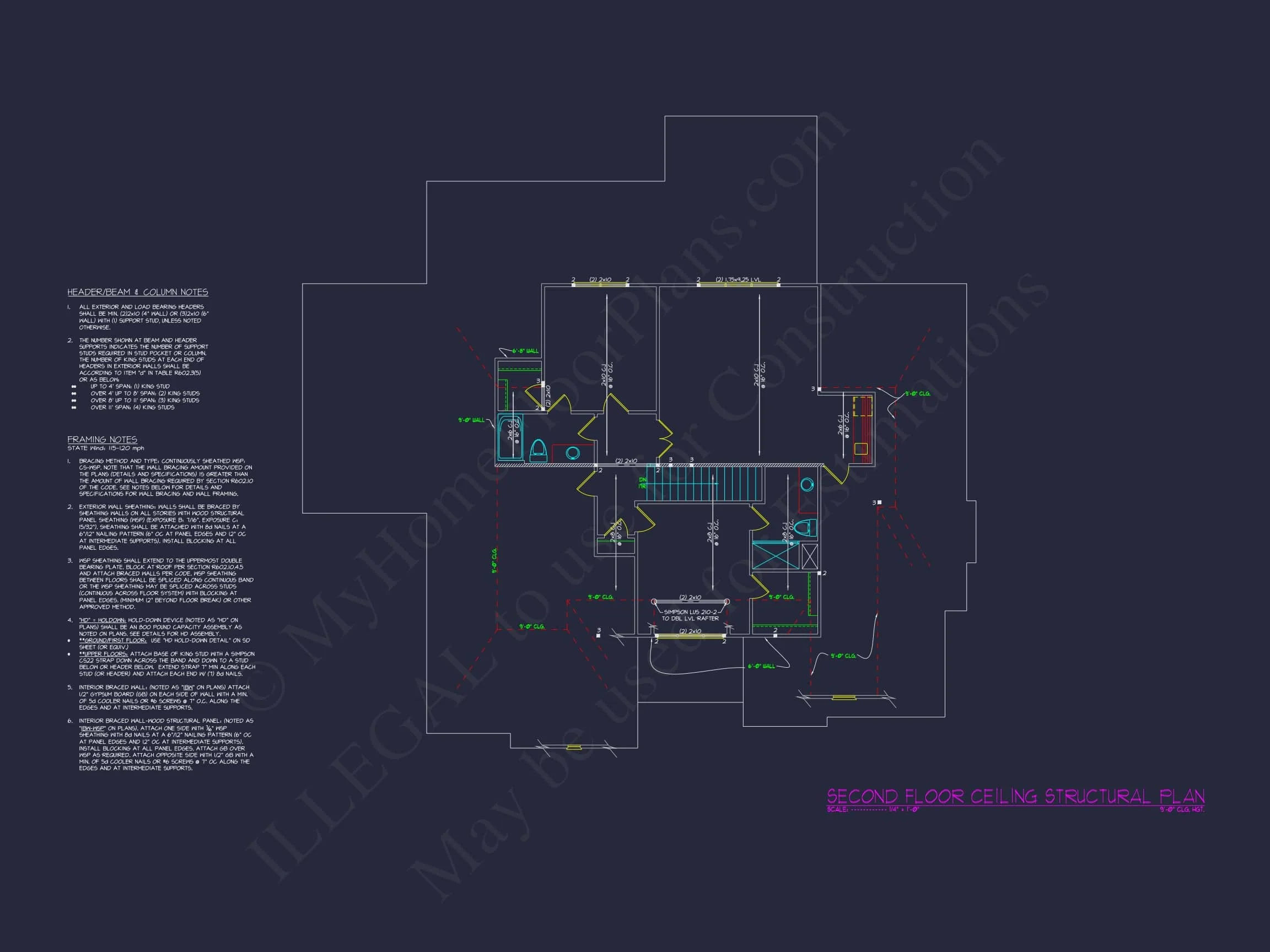 Modern house Floor Plan: CAD Designs with 4 Bedrooms